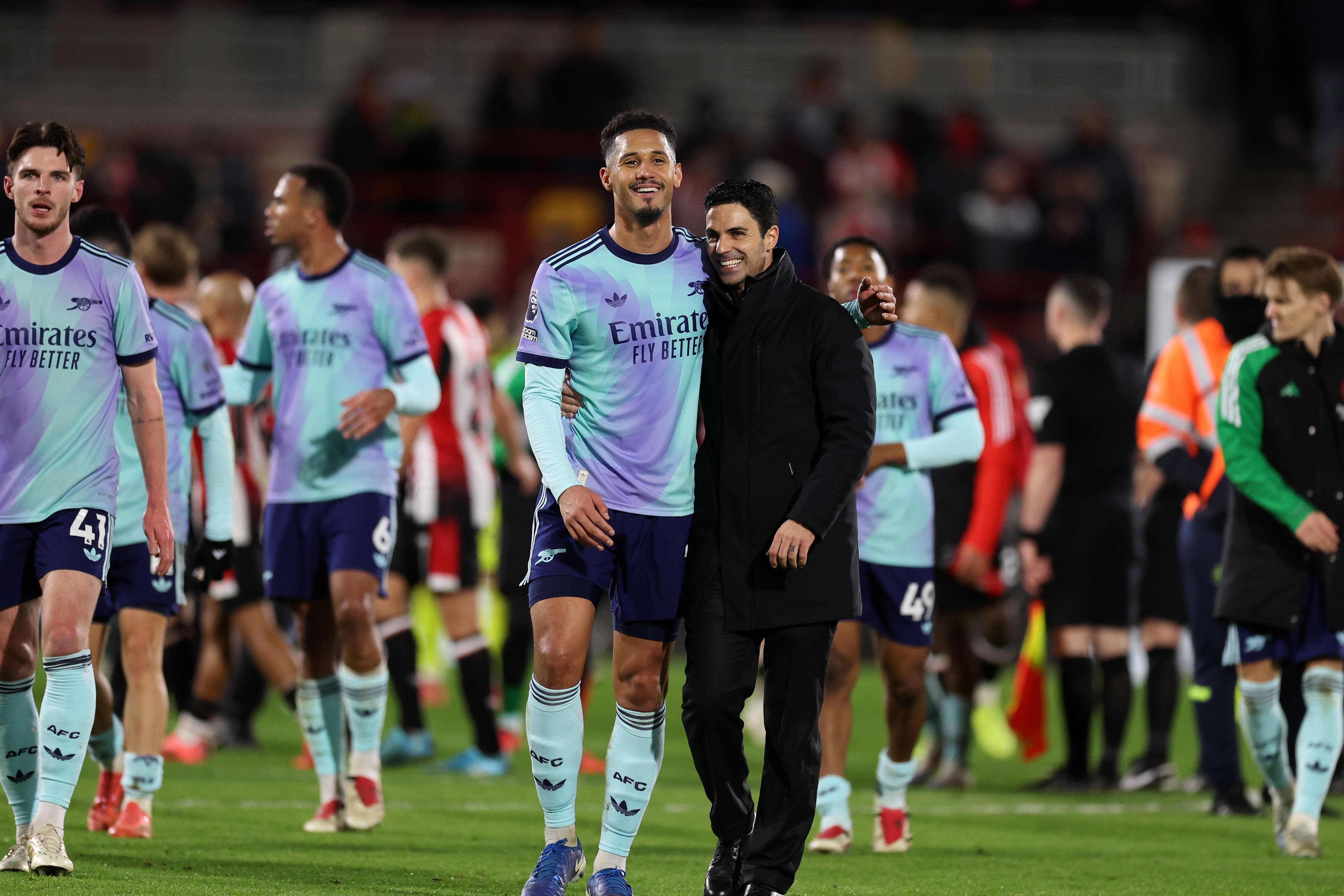 William Saliba (left) has committed his future to Arsenal (Steven Paston/PA).