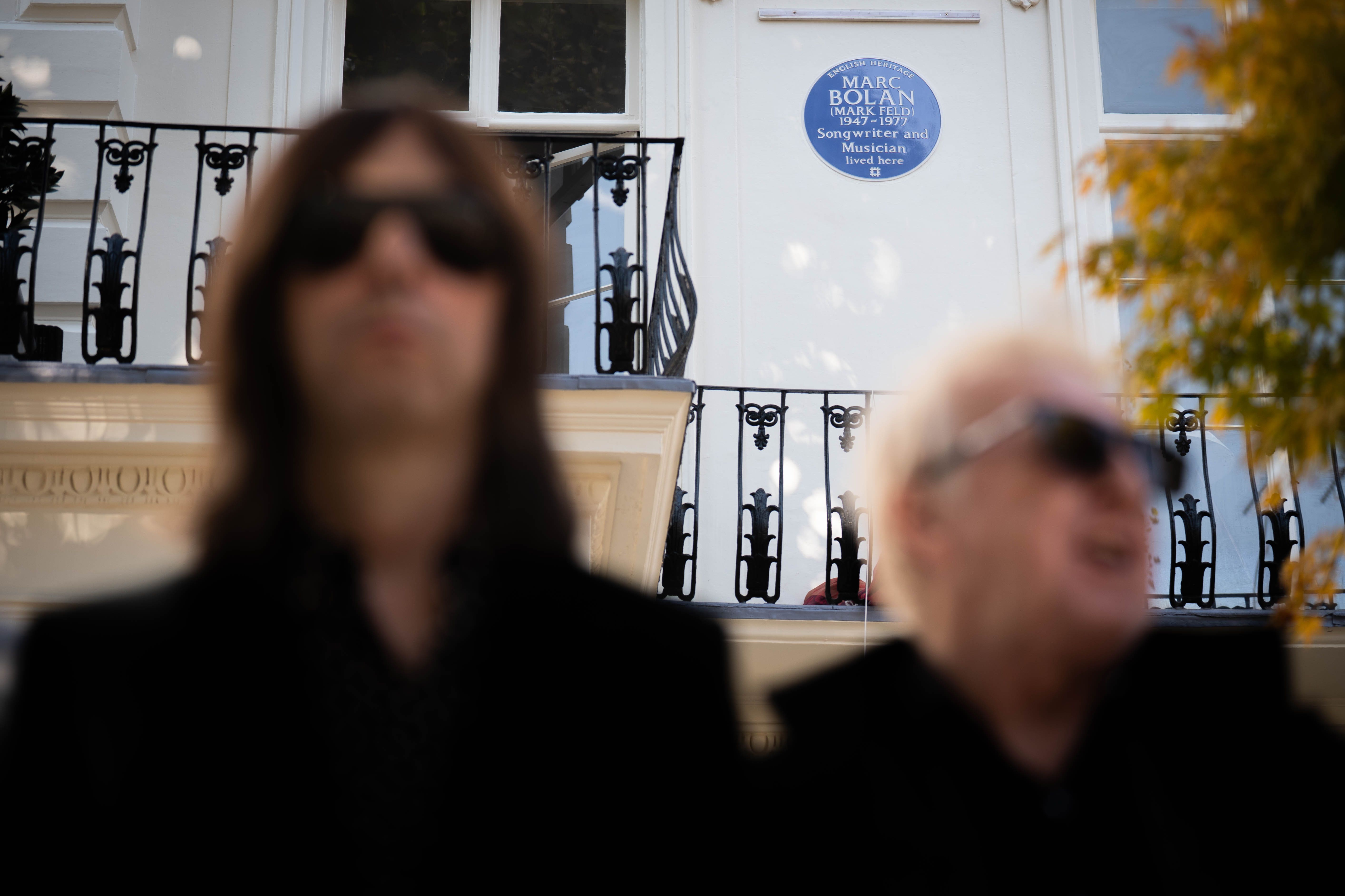 Bobby Gillespie from Primal Scream and Rat Scabies from The Damned at the unveiling of an English Heritage London Blue Plaque at Marc Bolan’s former home (James Manning/PA)