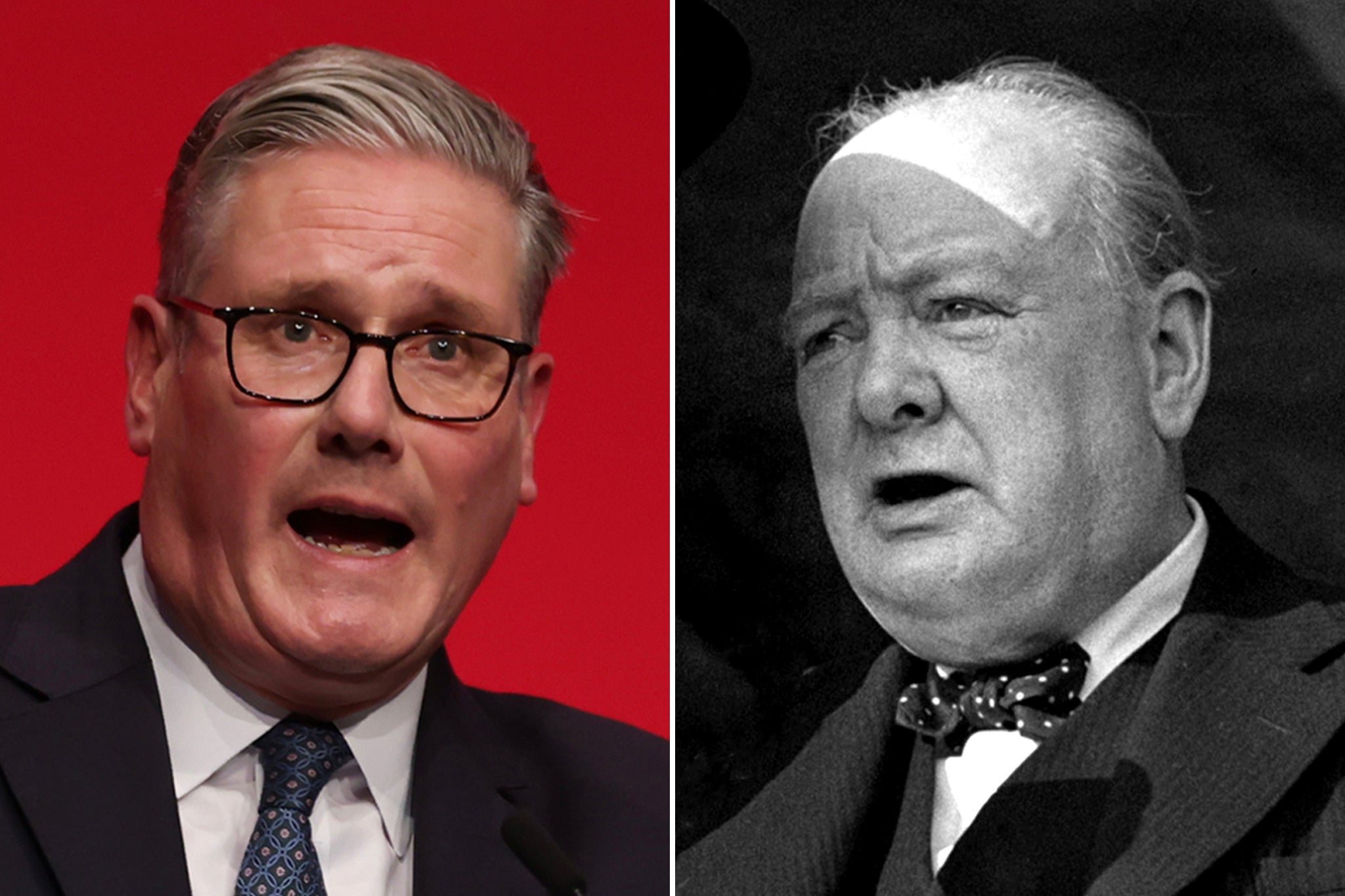 Keir Starmer adopted an uncharacteristically Churchillian and warlike rhetoric in his speech