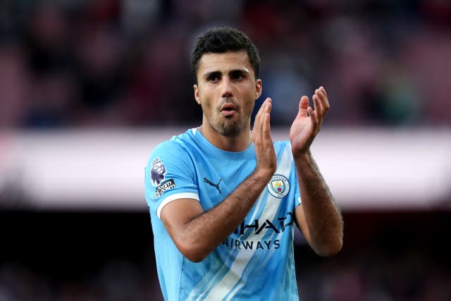 <p>Rodri has been ruled out of Manchester City’s clash with Everton</p>