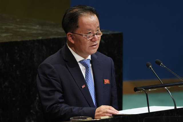 <p>North Korean vice minister for foreign affairs, Kim Son Gyong, speaks during the United Nations General Assembly (UNGA) at the United Nations headquarters on 29 September 2025 in New York City</p>
