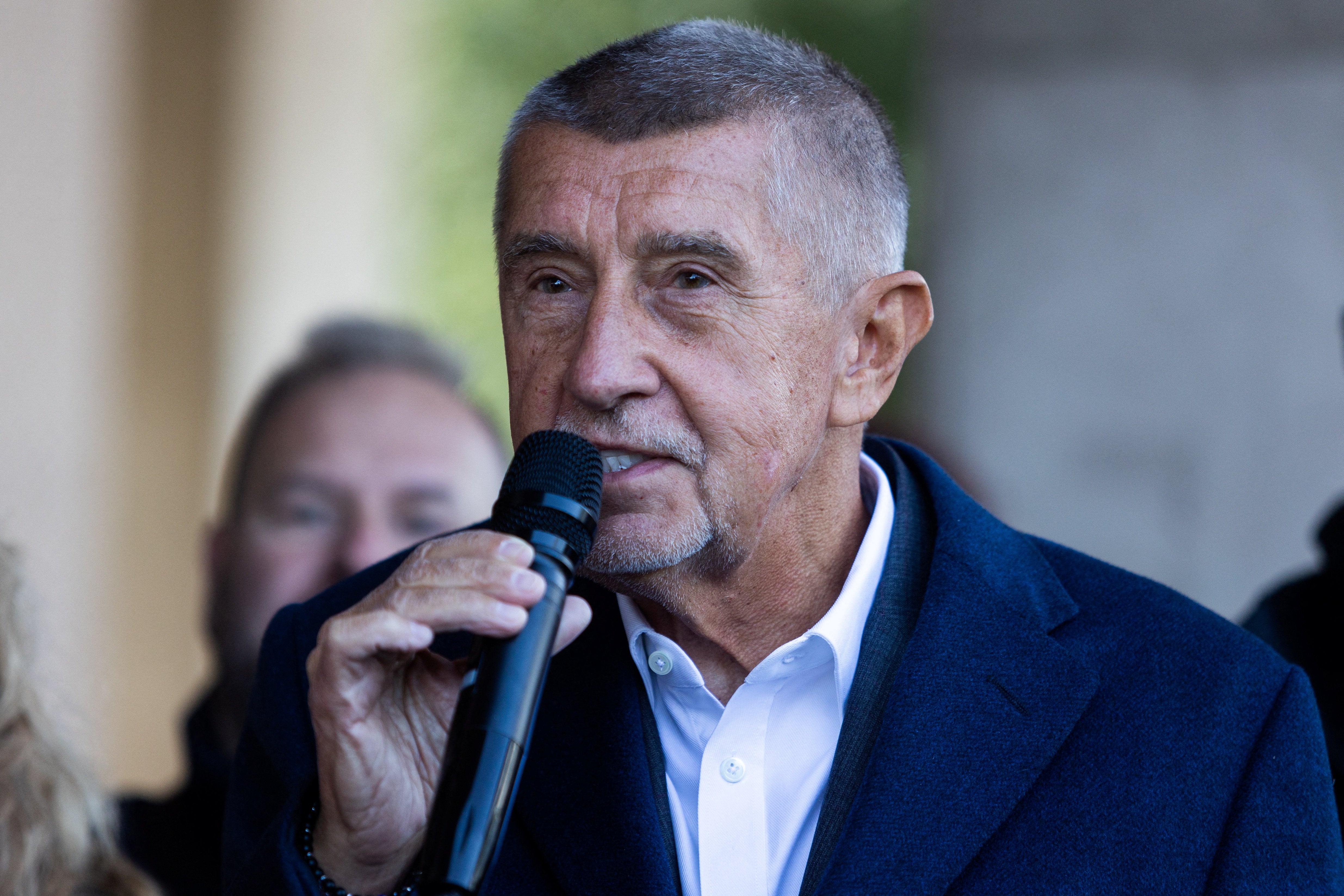 Babis speaks during an election campaign rally