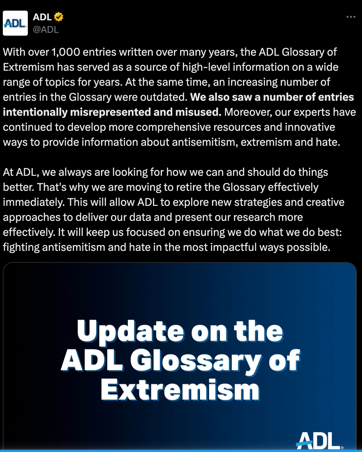 The Anti-Defamation League has deleted its Glossary of Extremism and Hate days after it was accused by Elon Musk of hating Christians