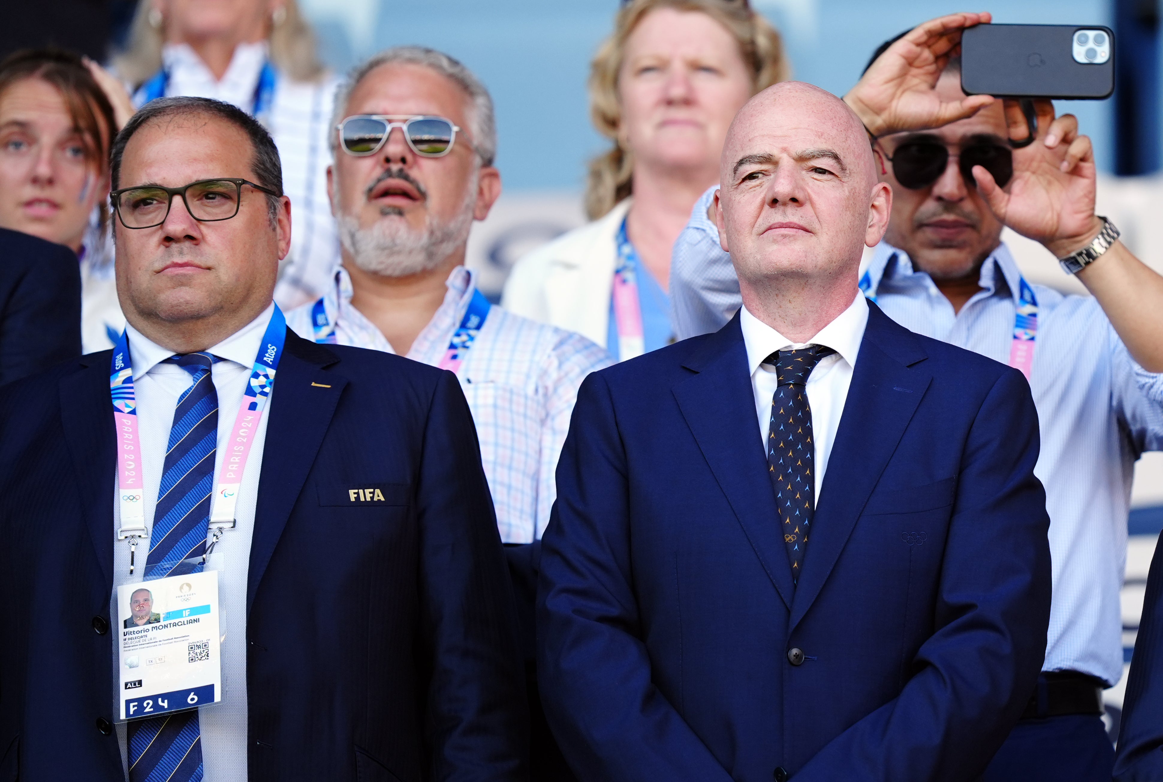 Victor Montagliani (left), pictured with FIFA president Gianni Infantino at last summer’s Olympics (Mike Egerton/PA)