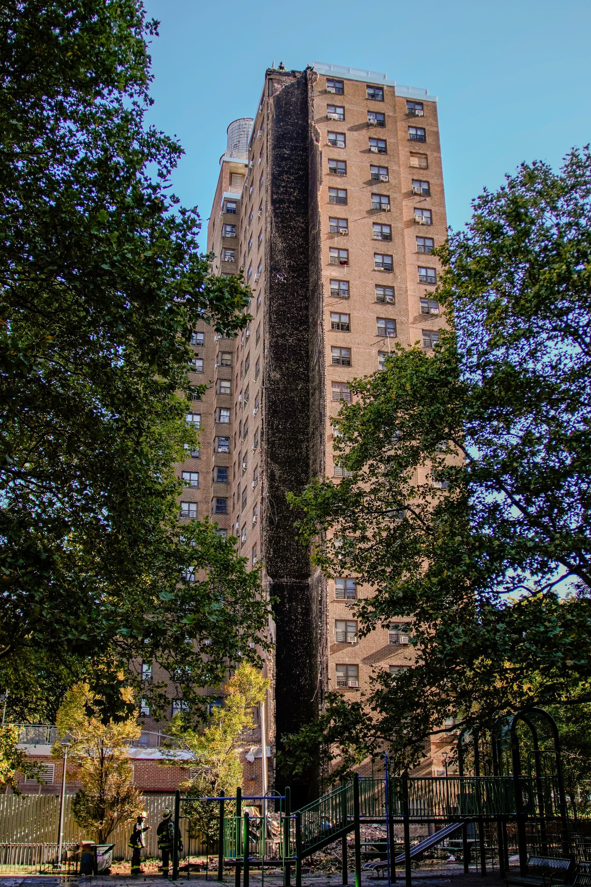 The incinerator shaft on a high-rise apartment building in the Bronx has collapsed after a suspected gas explosion shook the building