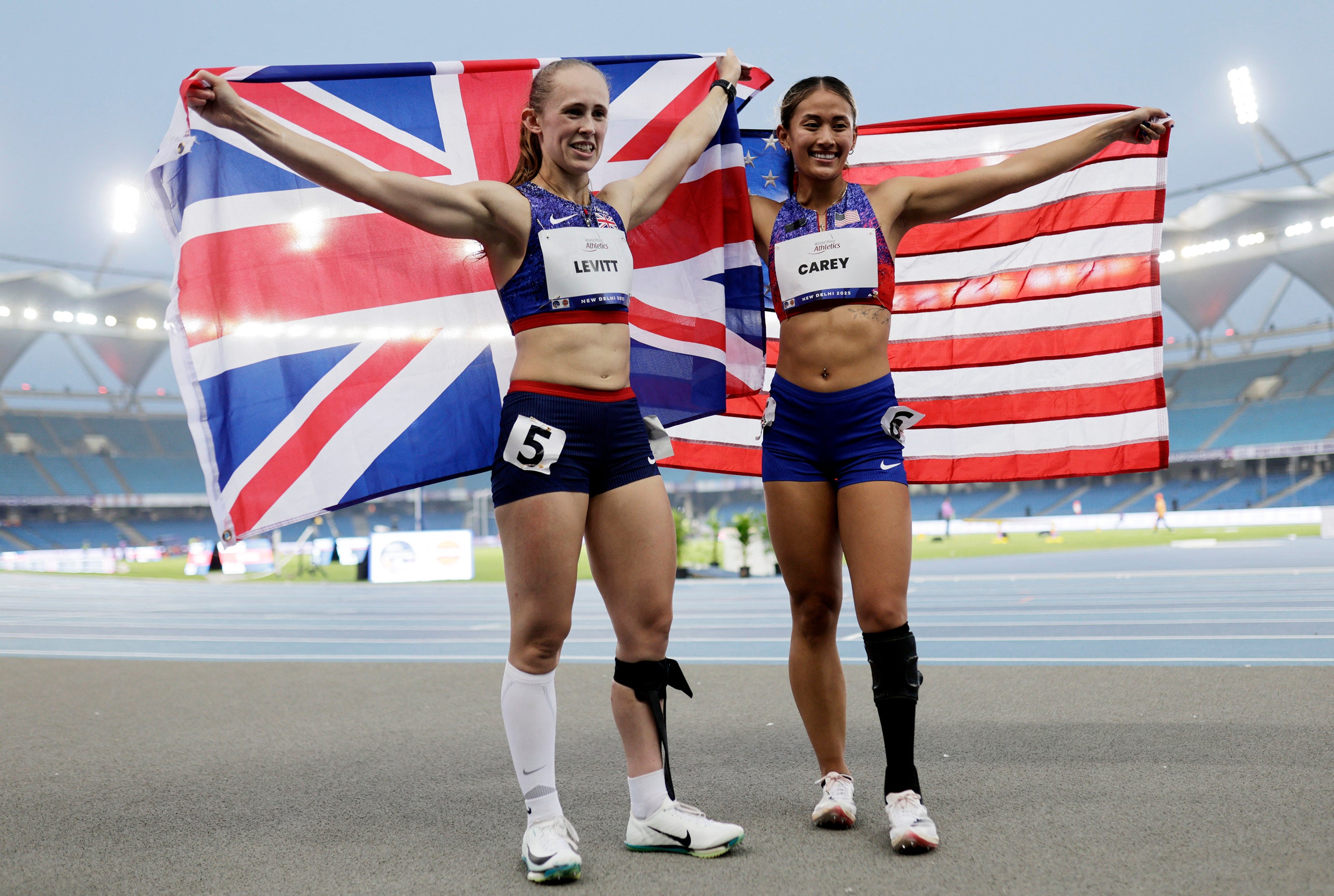Victoria Levitt took T44 100m gold ahead of Annie Carey of the US