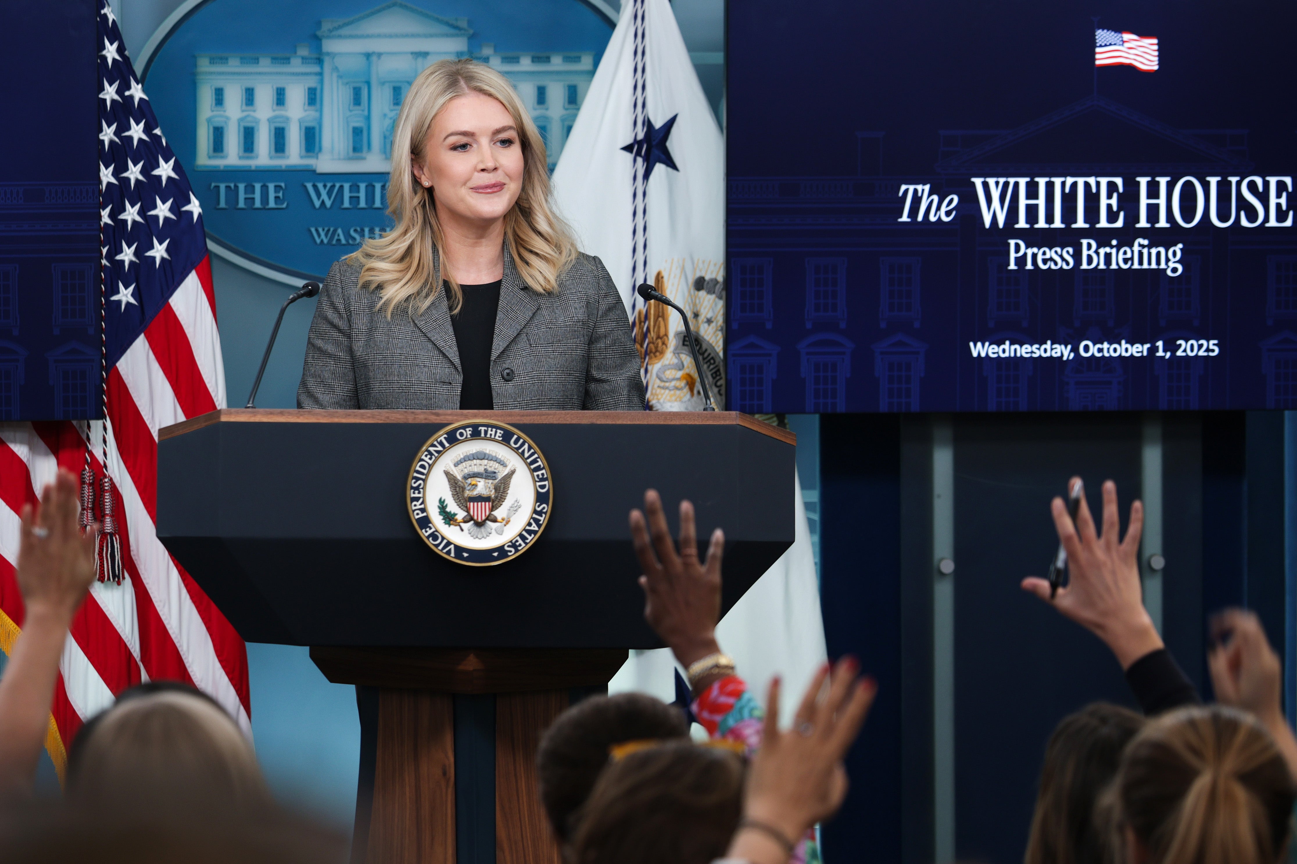 White House Press Secretary Karoline Leavitt said government layoffs are 'imminent' on Wednesday