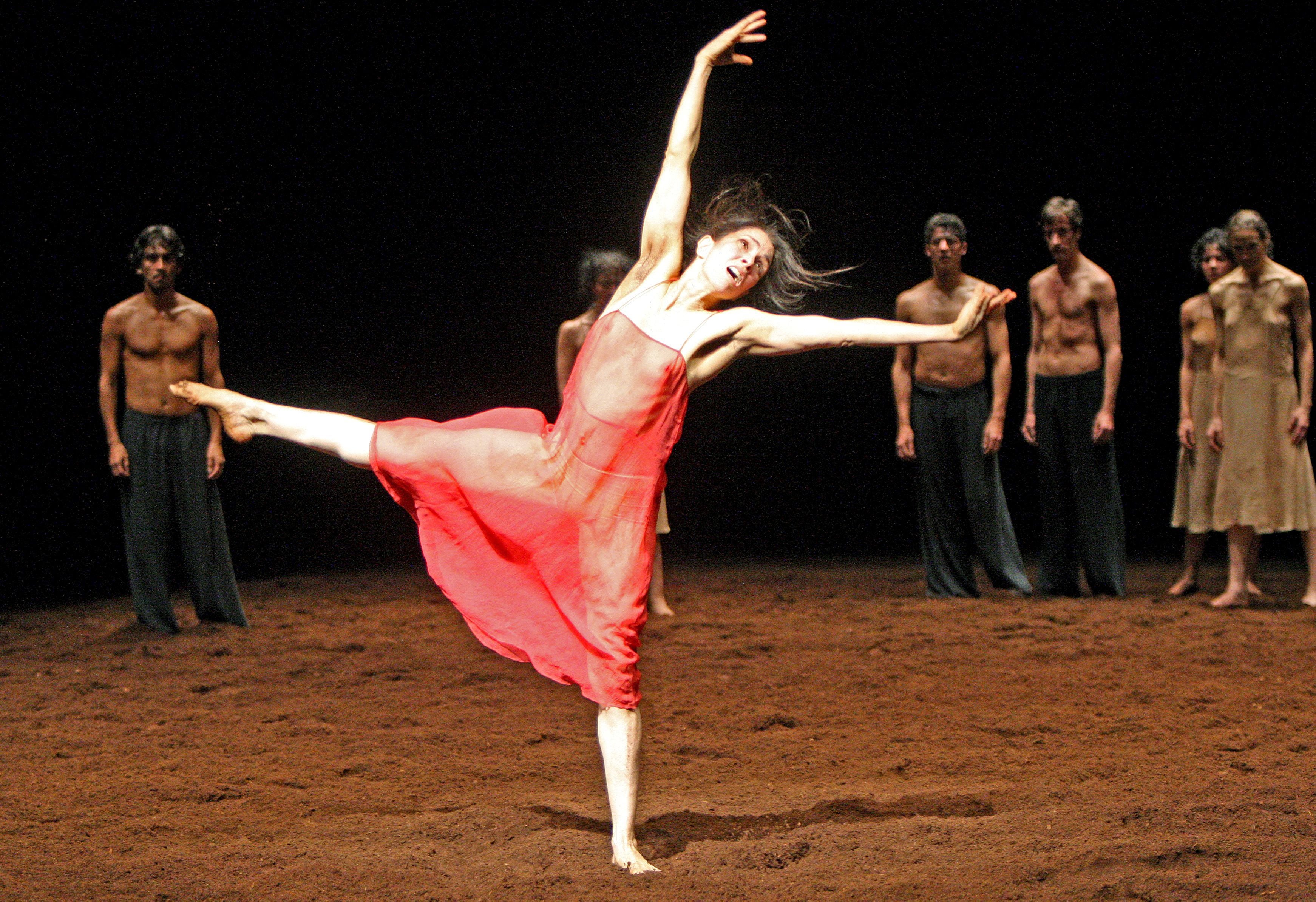 Dancers from Tanztheater Wuppertal, directed by Pina Bausch, perfom ‘The Rite of Spring’ at Sadlers Wells, London in 2008