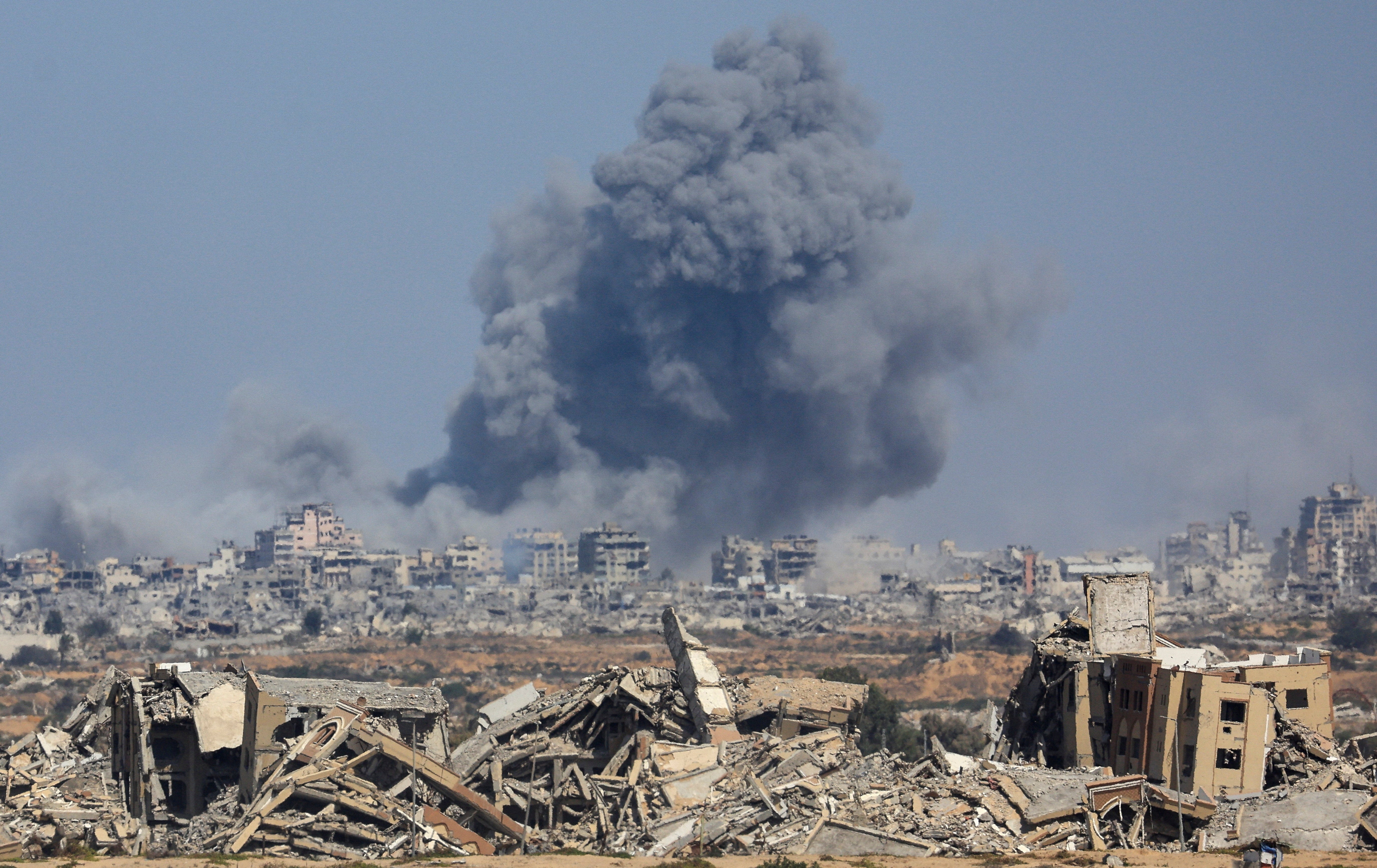The Israeli military said its operations continue in northern Gaza City, seen here with smoke rising from a position in central Gaza