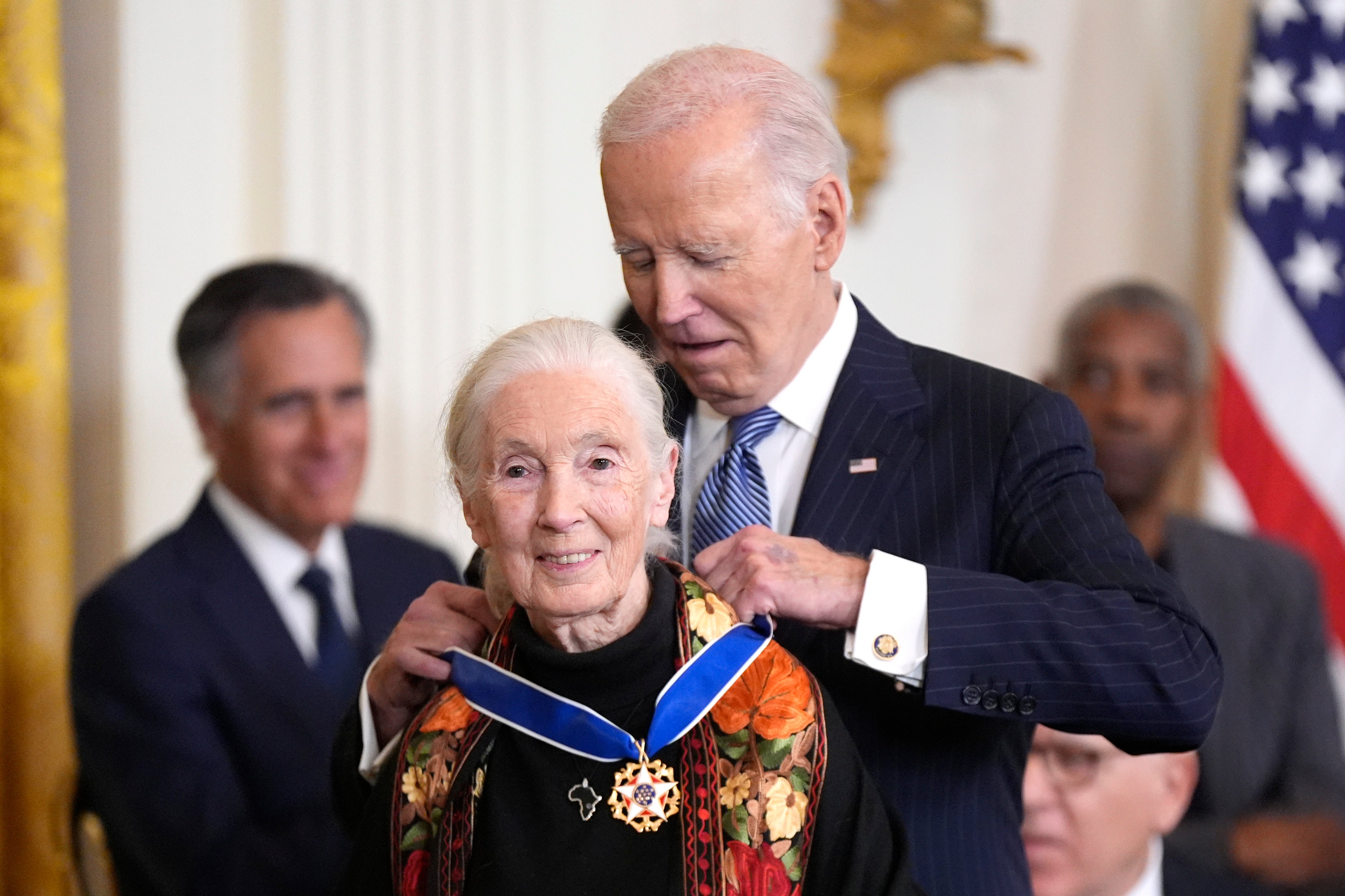 Joe Biden presents Jane Goodall with the Presidential Medal in January