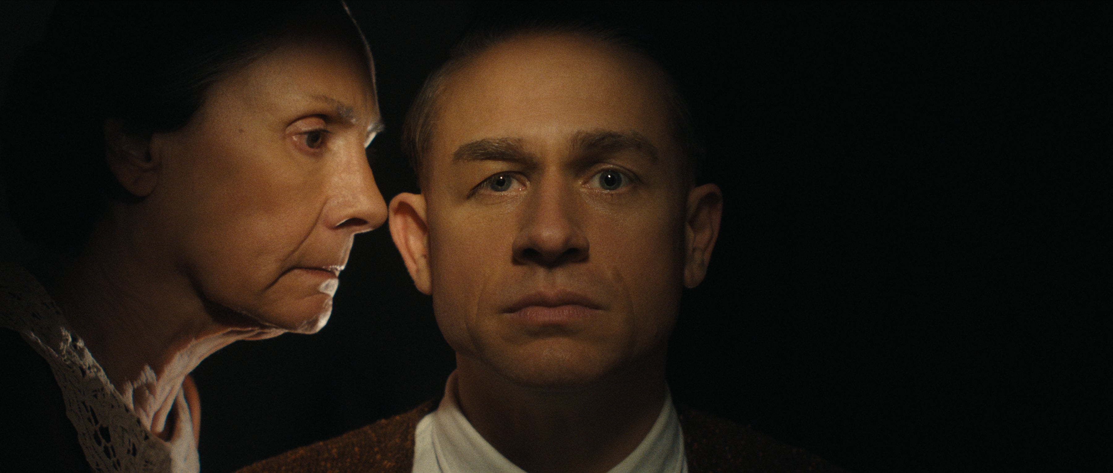 <p>Laurie Metcalf as Augusta Gein, Charlie Hunnam as Ed Gein in 'Monster: The Ed Gein Story'</p>