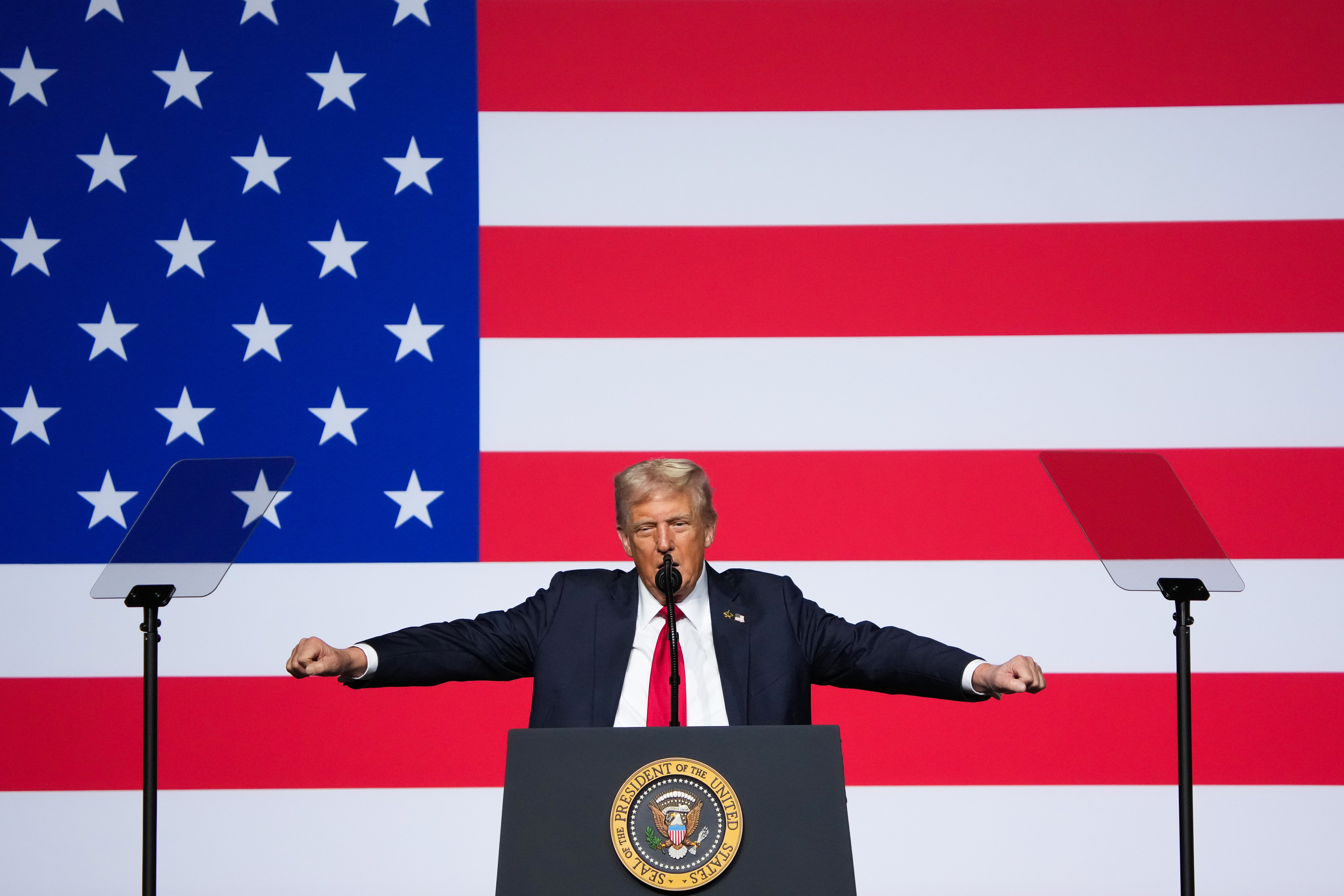President Donald Trump speaks to senior military leaders this week in Virginia at an unprecedented gathering. The president’s remarks amounted to “authoritarian and un-American” rhetoric, Air Force veteran Gretchen Klingler told The Independent