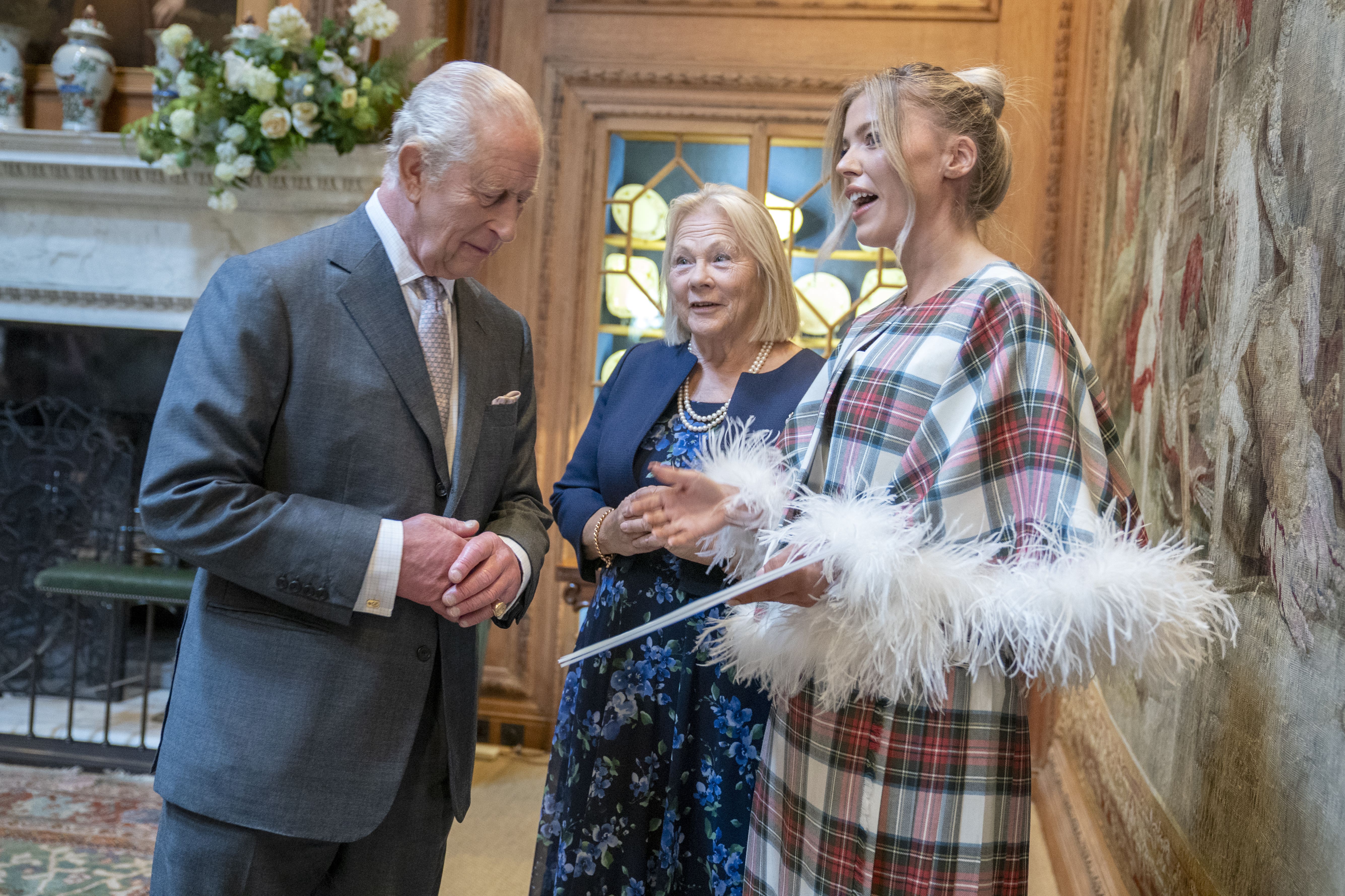 Charles meets Siobhan Mackenzie during an event at Dumfries House in Cumnock (Jane Barlow/PA)