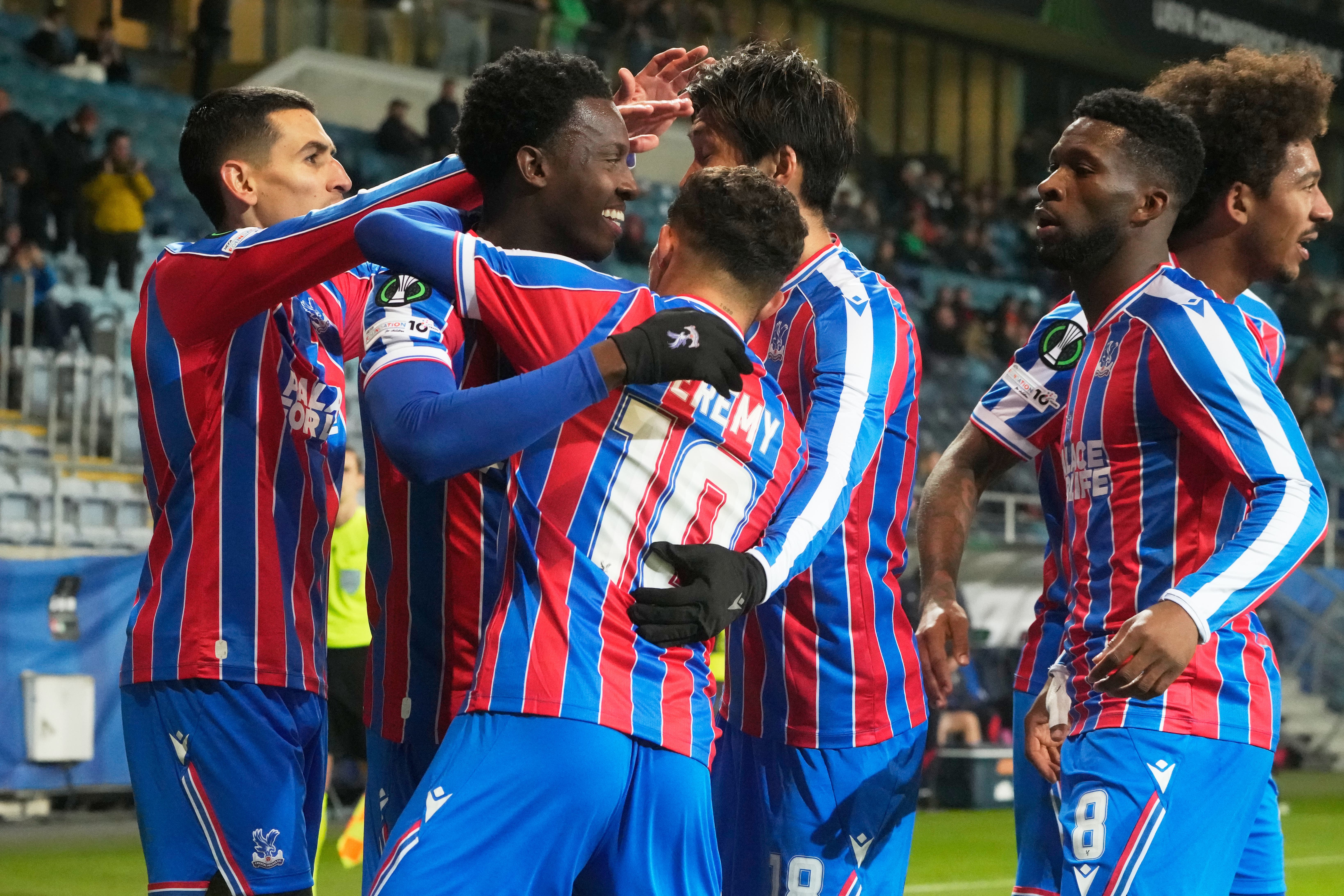 Crystal Palace celebrate Eddie Nketiah’s goal