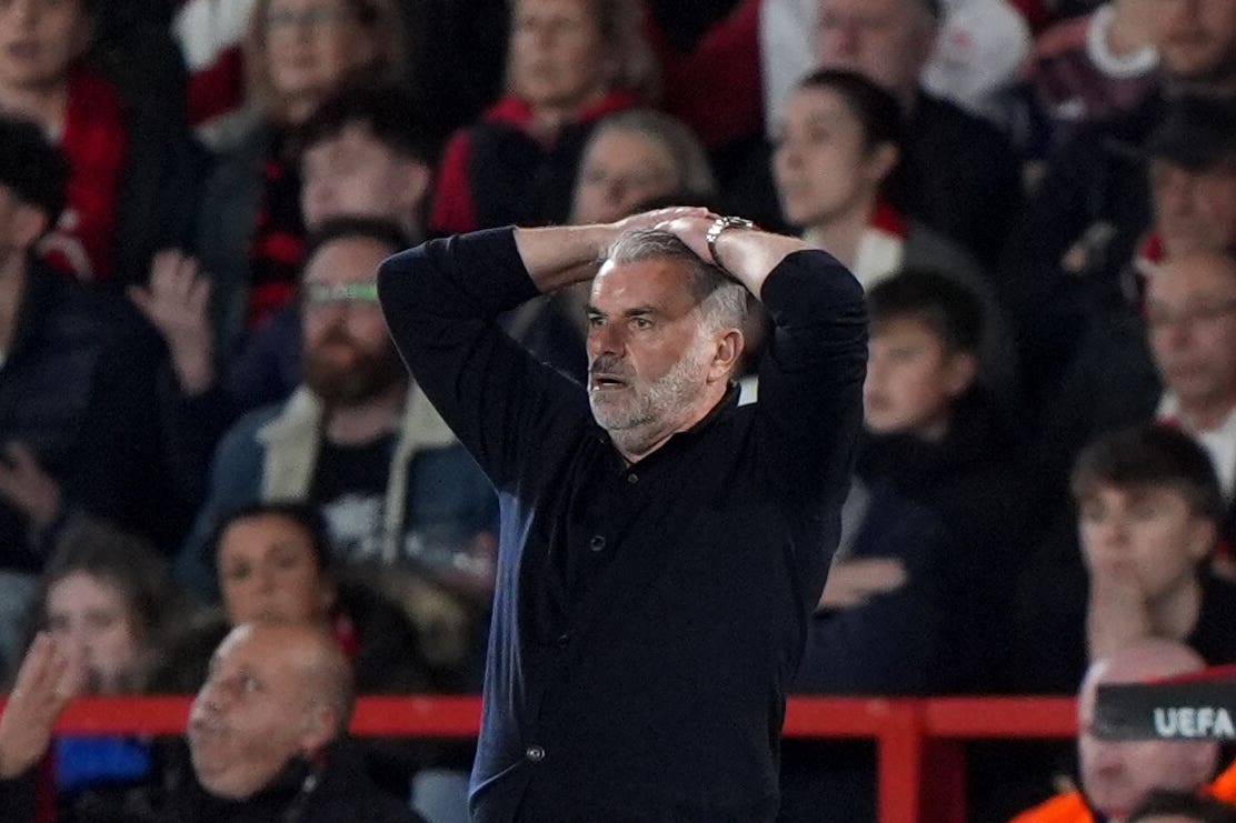 Nottingham Forest fans turned on Ange Postecoglou during the defeat (Joe Giddens/PA).