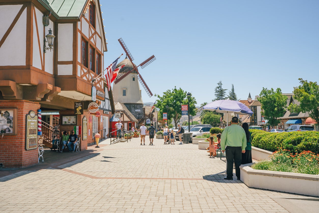 Solvang features half-timbered facades, gabled roofs, windmills and Danish bakeries