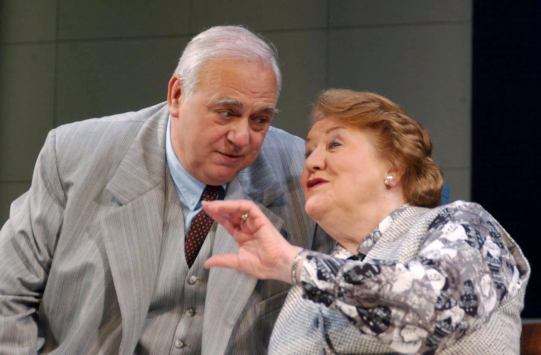 With Roy Hudd in 2004, during a photocall for the production of 1950s comedy ‘The Solid Gold Cadillac’ at the Garrick Theatre