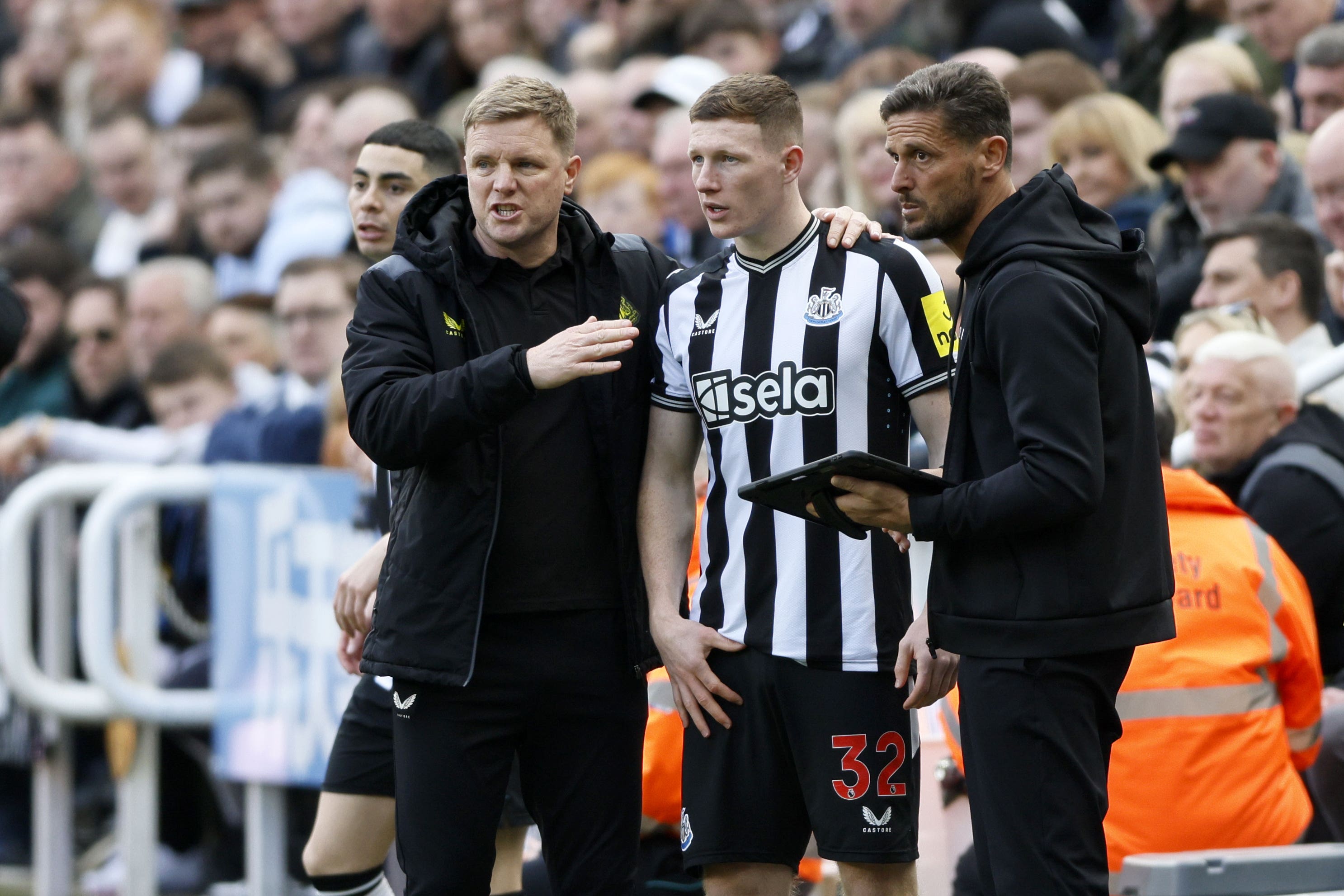 Newcastle boss Eddie Howe (left) could see Elliot Anderson’s potential (Richard Sellers/PA)