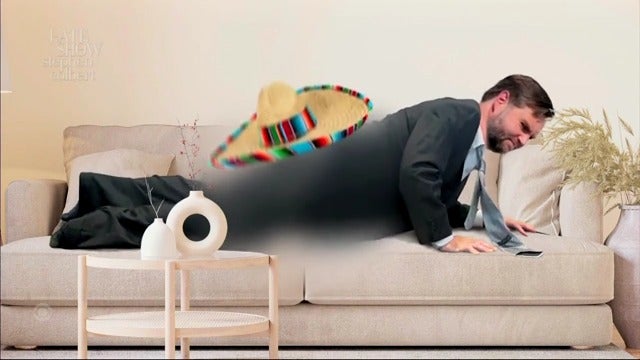 The Late Show created its own AI-animated video of JD Vance engaging in intercourse with sofa cushions while wearing a sombrero.