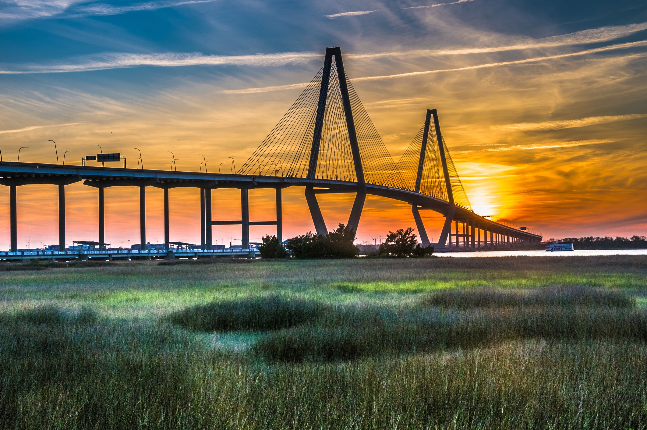 The Arthur Ravenel Jr. Bridge in South Carolina is one of the highlights of the U.S. Route 17 road trip