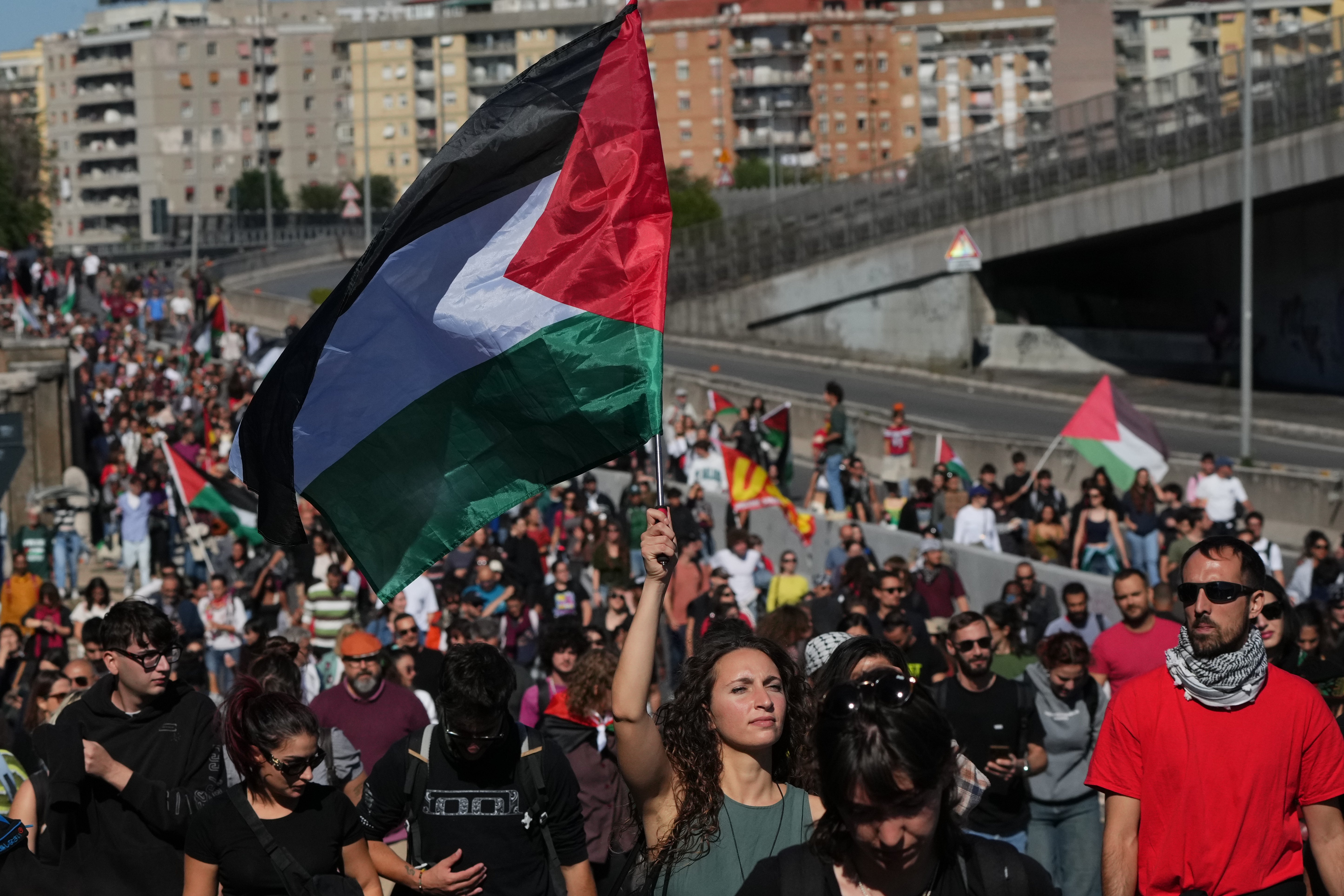 Thousands have gathered to protest in support of Gaza aid flotilla