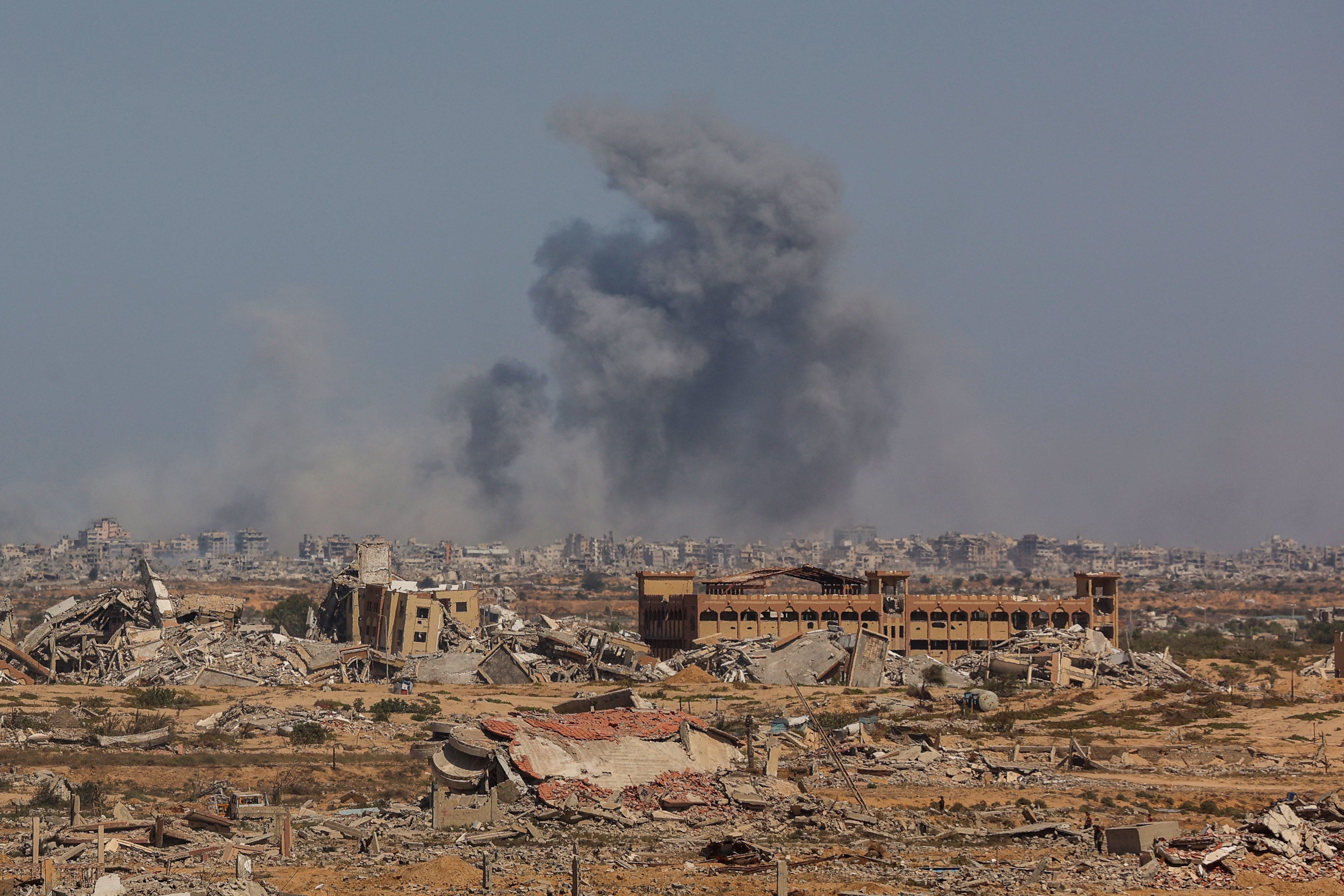 Smoke billows following an Israeli strike in Gaza City amid the ongoing conflict between Israel and the Palestinian militant group Hamas