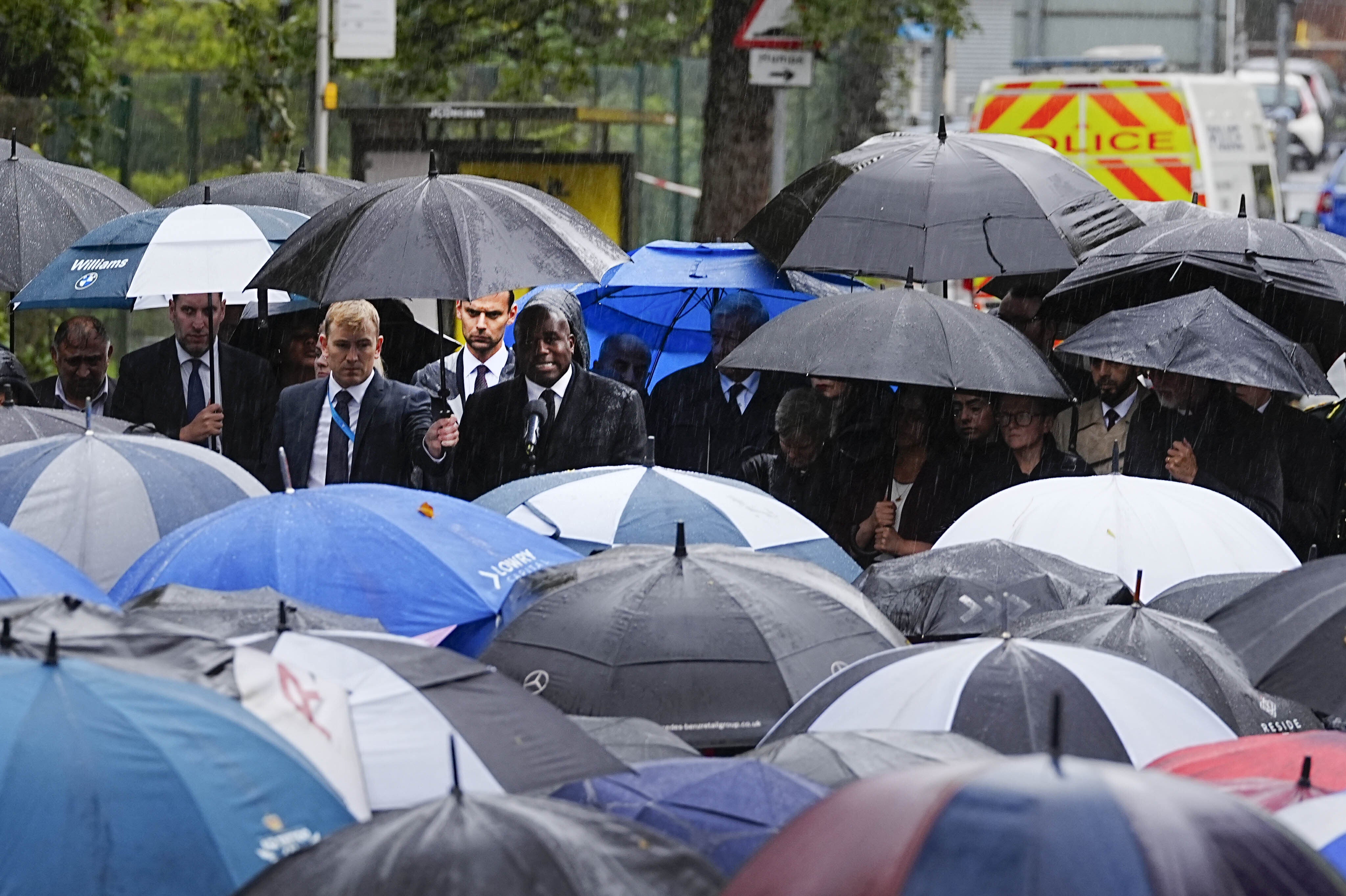 David Lammy was repeatedly heckled during his speech at a vigil near the scene of the attack on the Heaton Park Hebrew Congregation synagogue
