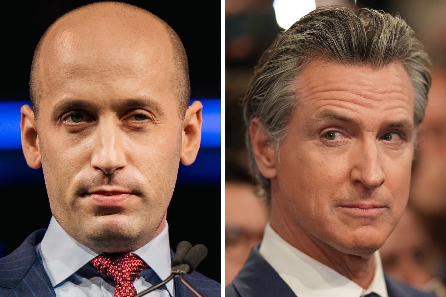 Newsom’s press office responded to an X post from Stephen Miller with a meme of Miller with rainbow sparkles and the nail polish emoji