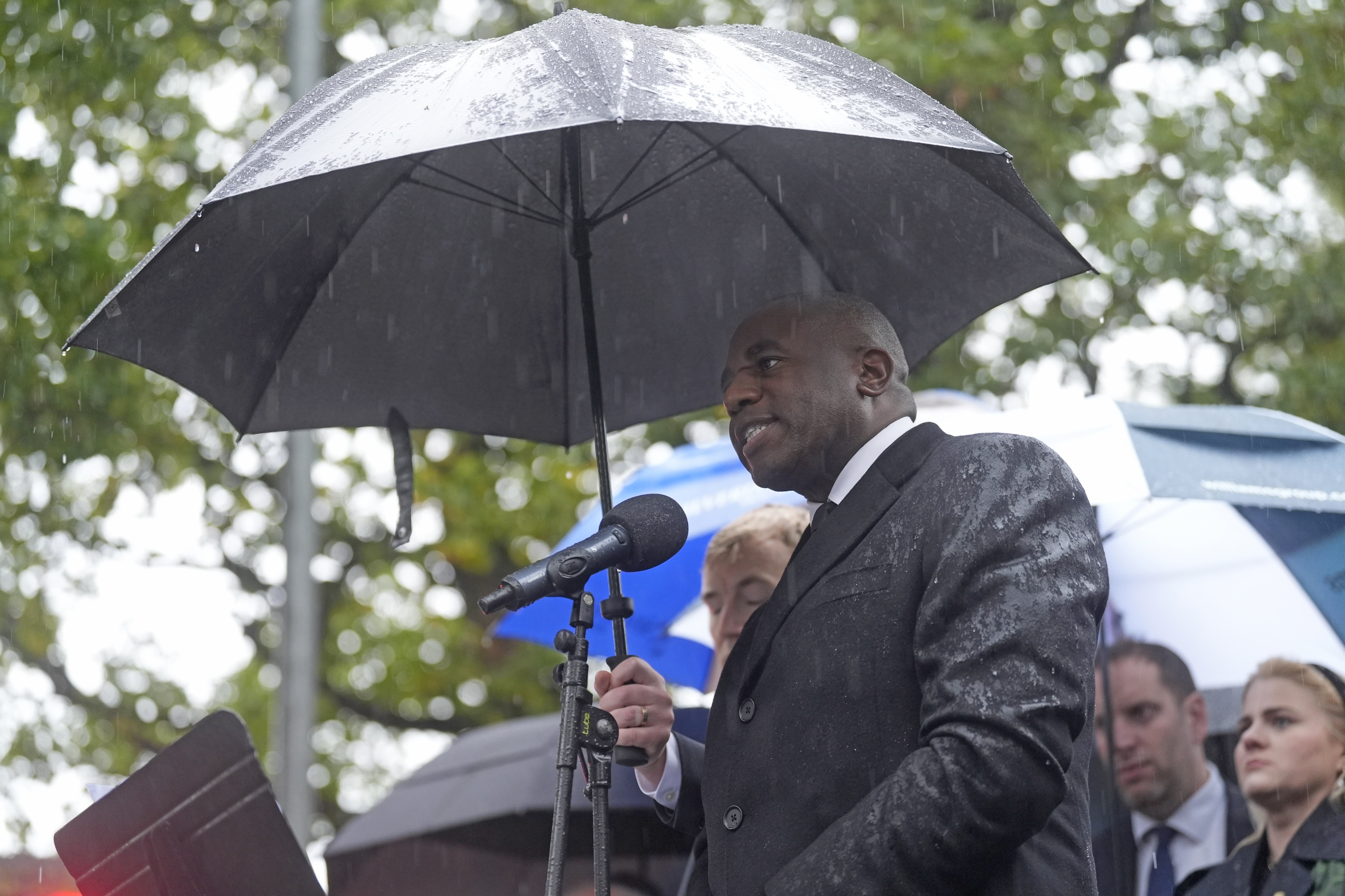 David Lammy speaking during the vigil