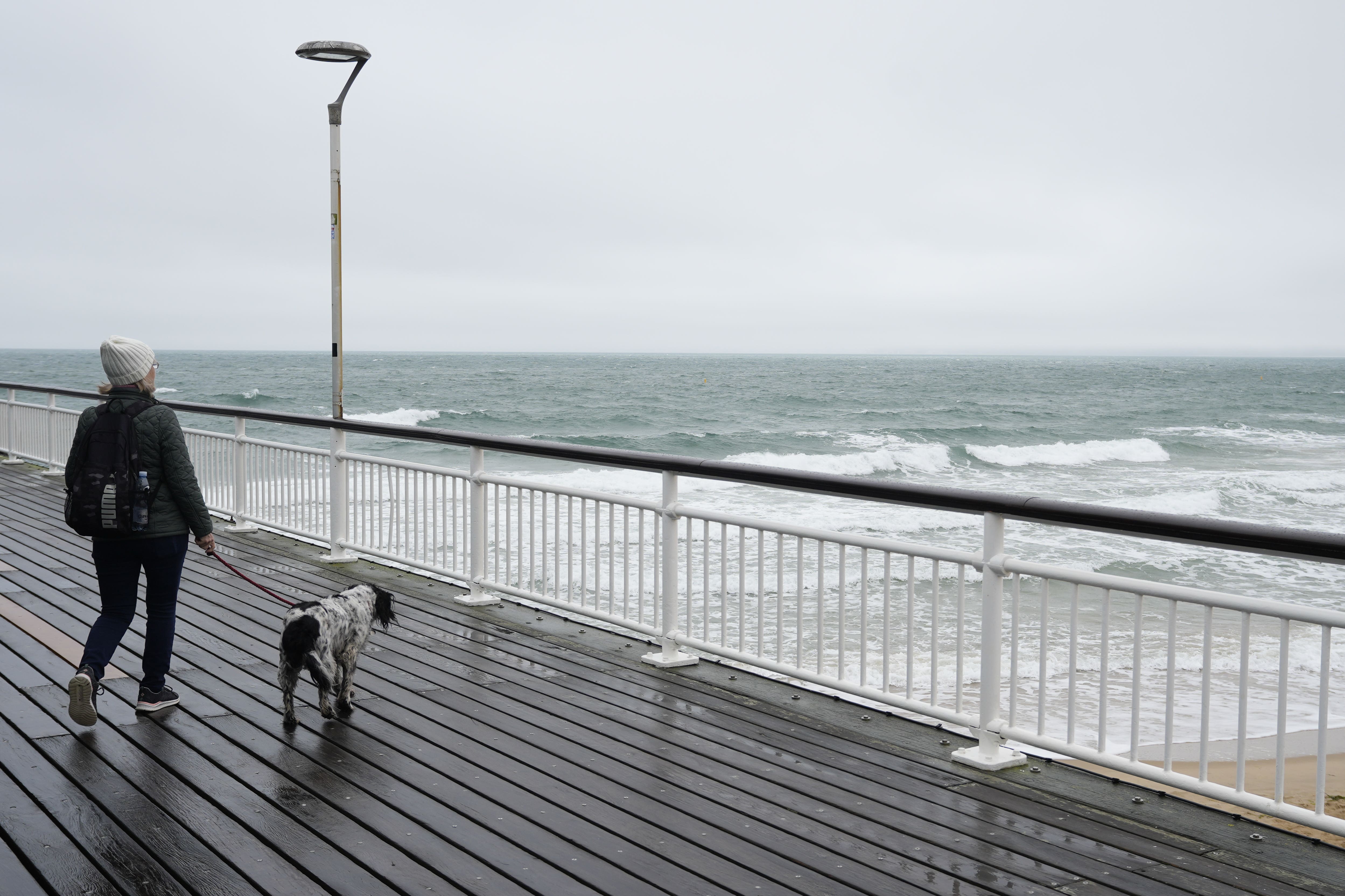 A person walks their dog along Bournemouth Pier in Dorset (Andrew Matthews/PA)