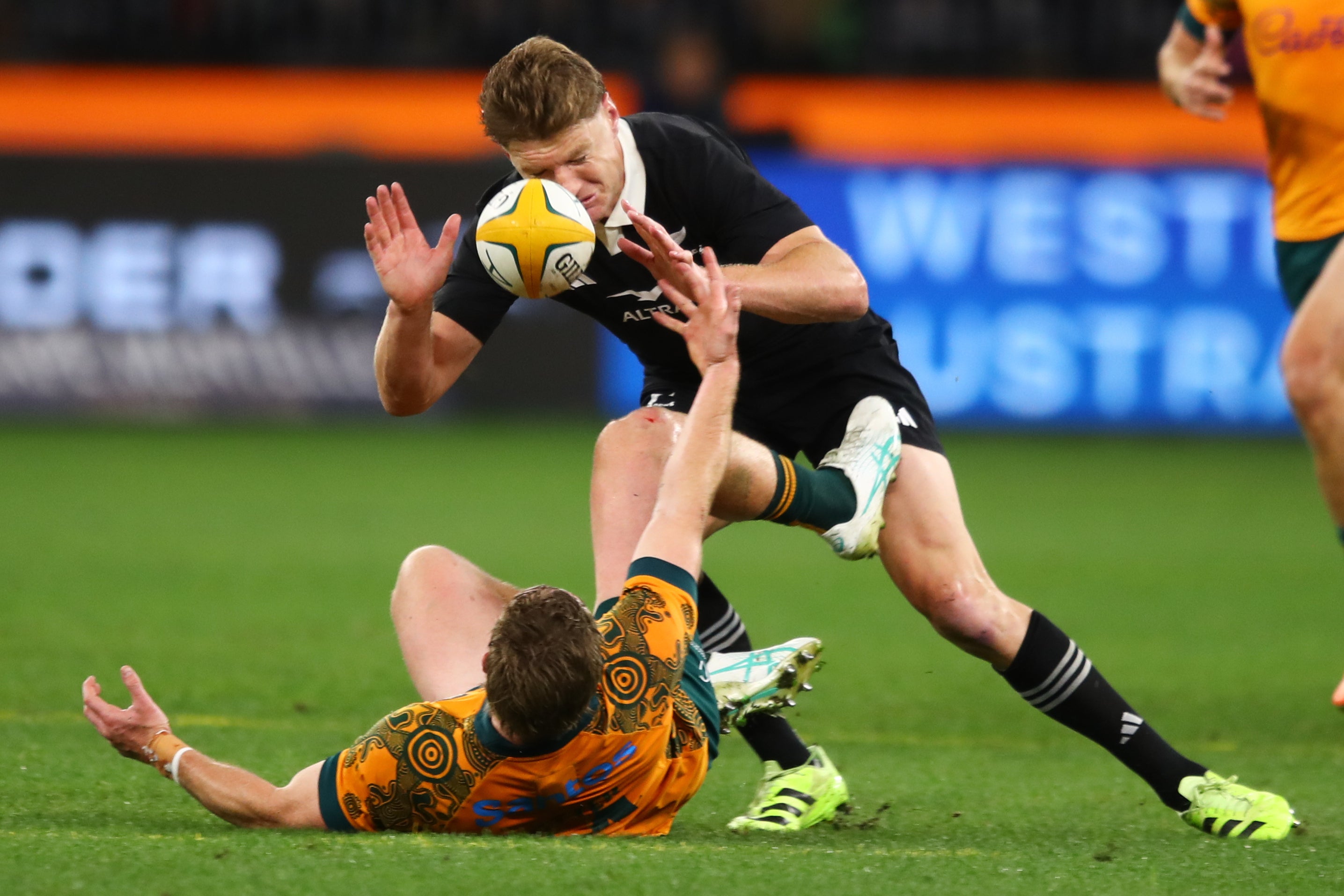 A stroke of fortune saw Jordie Barrett assist a try with his face