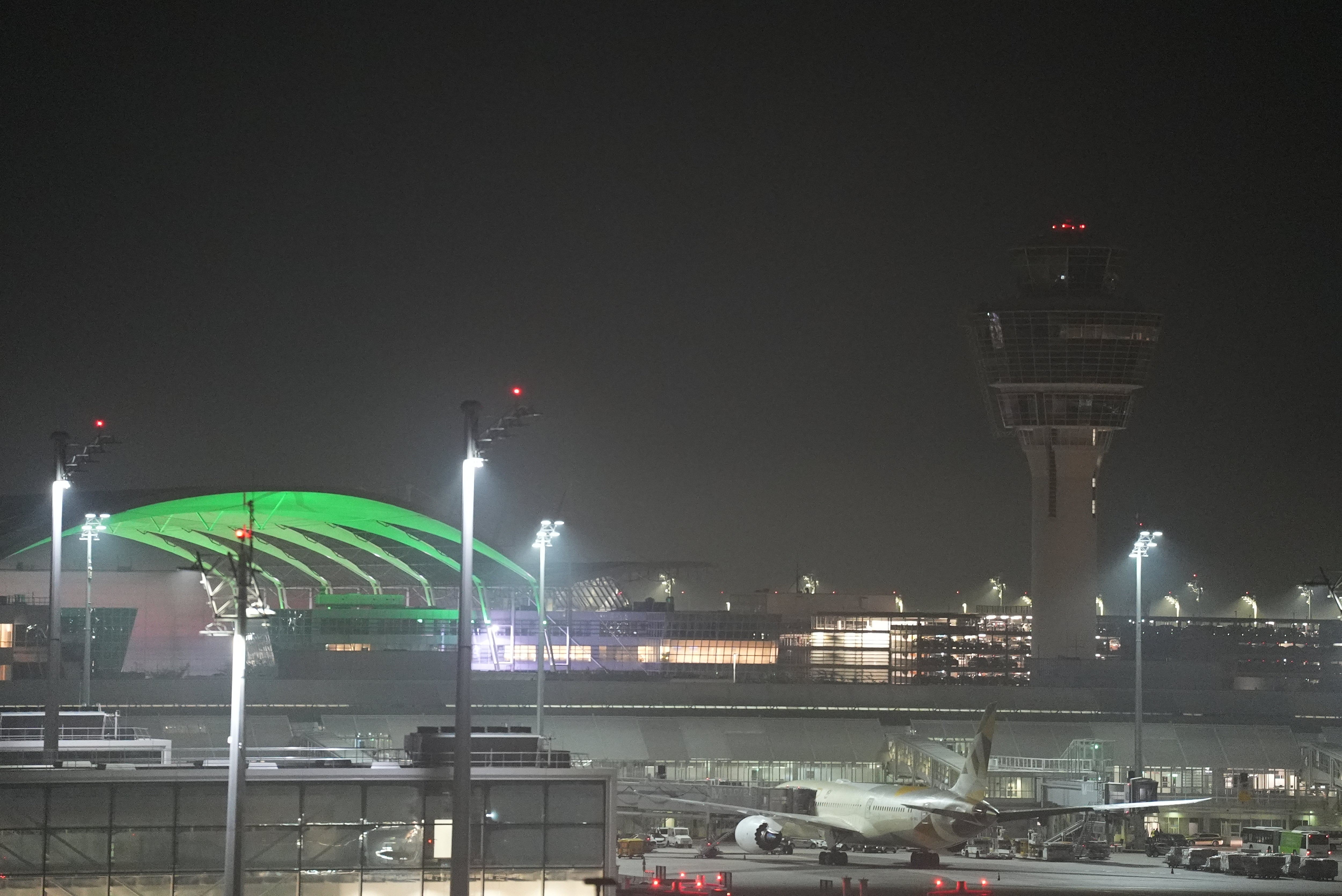 This photo shows Munich Airport, Germany Friday, Oct. 3, 2025. (Ehsan Monajati/dpa via AP)