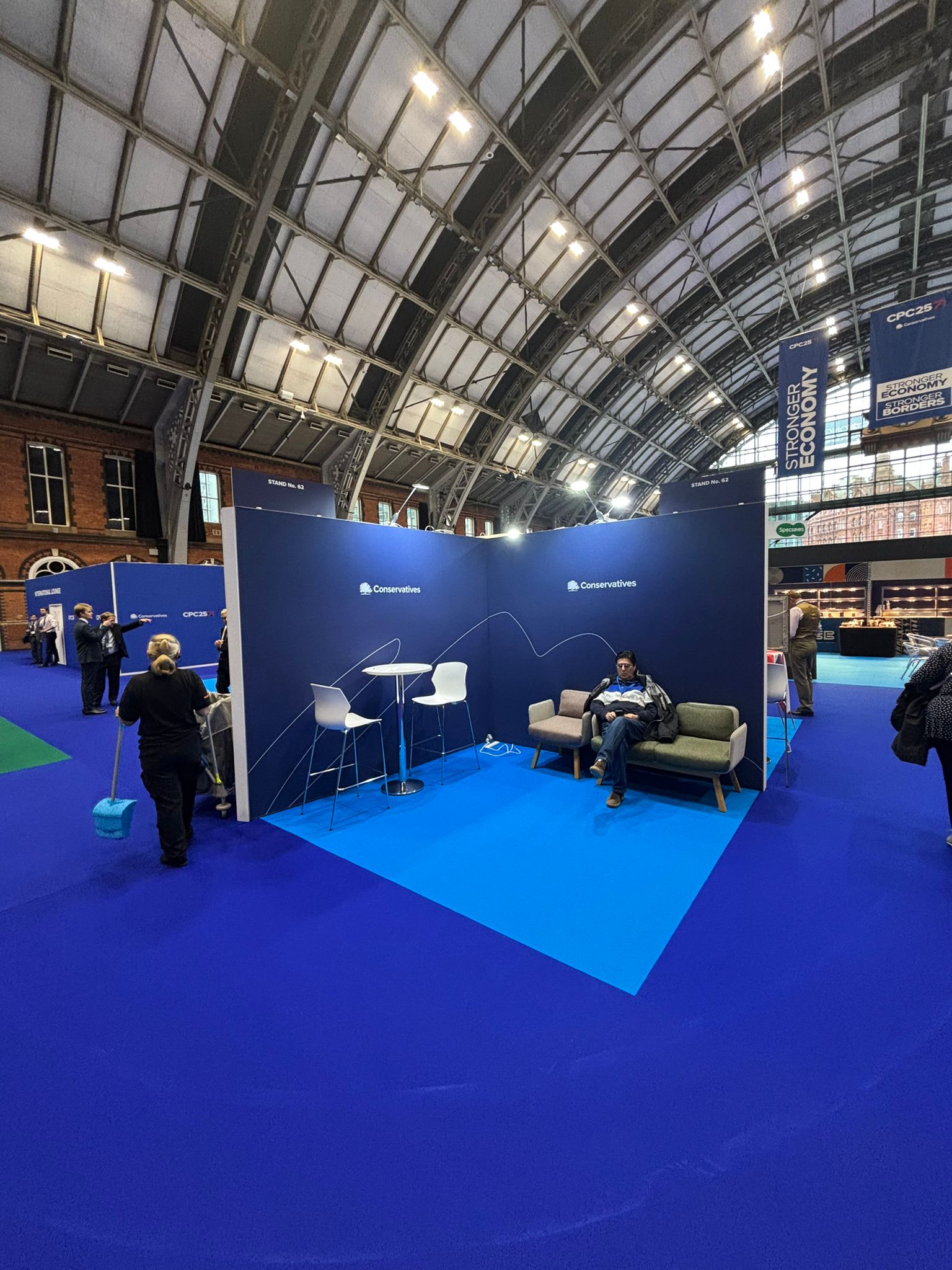 A Tory-branded stall, which in previous years would have been sponsored by a business or lobbying group