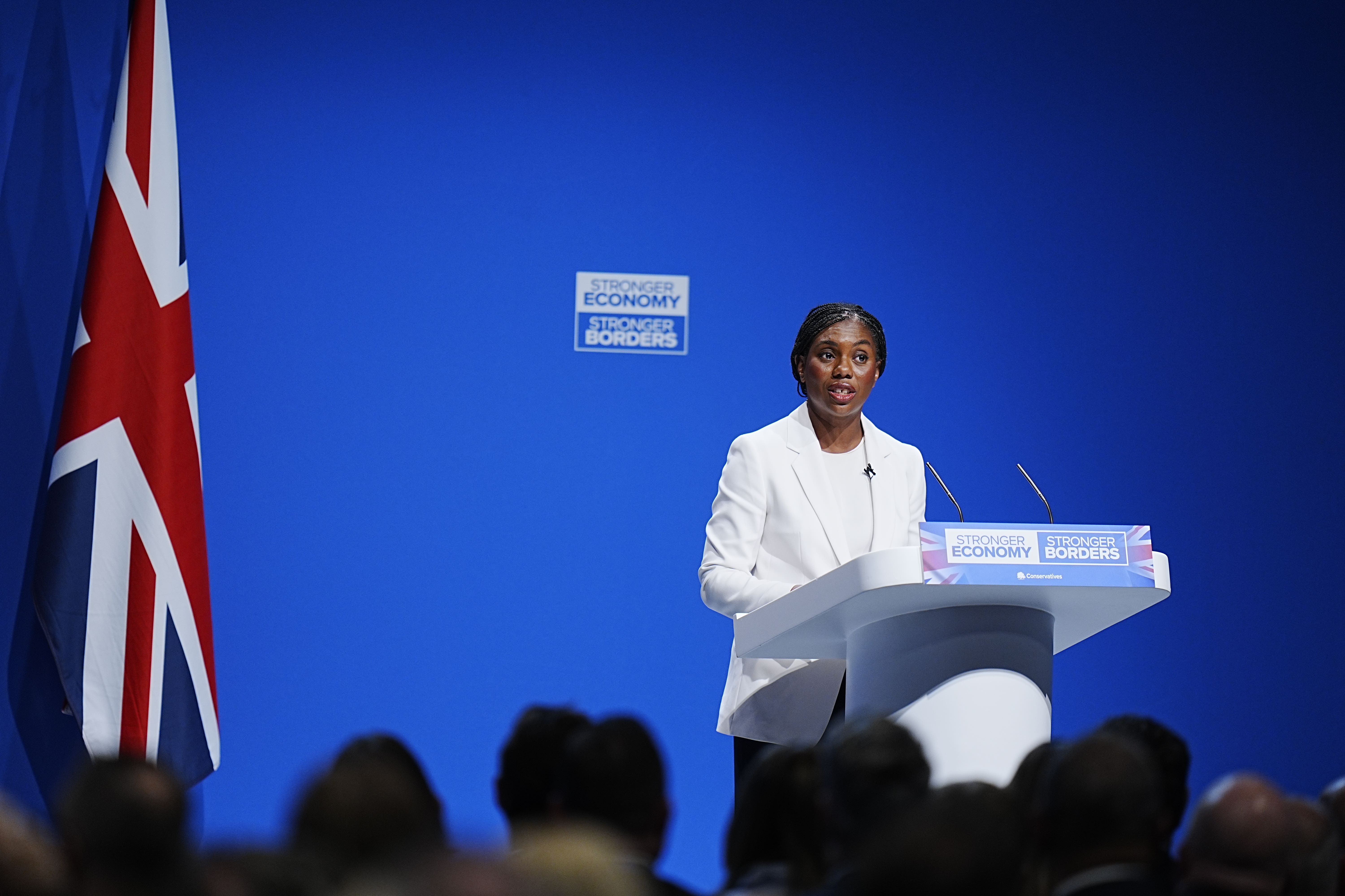 <p>Kemi Badenoch acknowledged her party had ‘a mountain to climb’ but insisted the Conservatives were ‘up for the fight’ at their party conference</p>