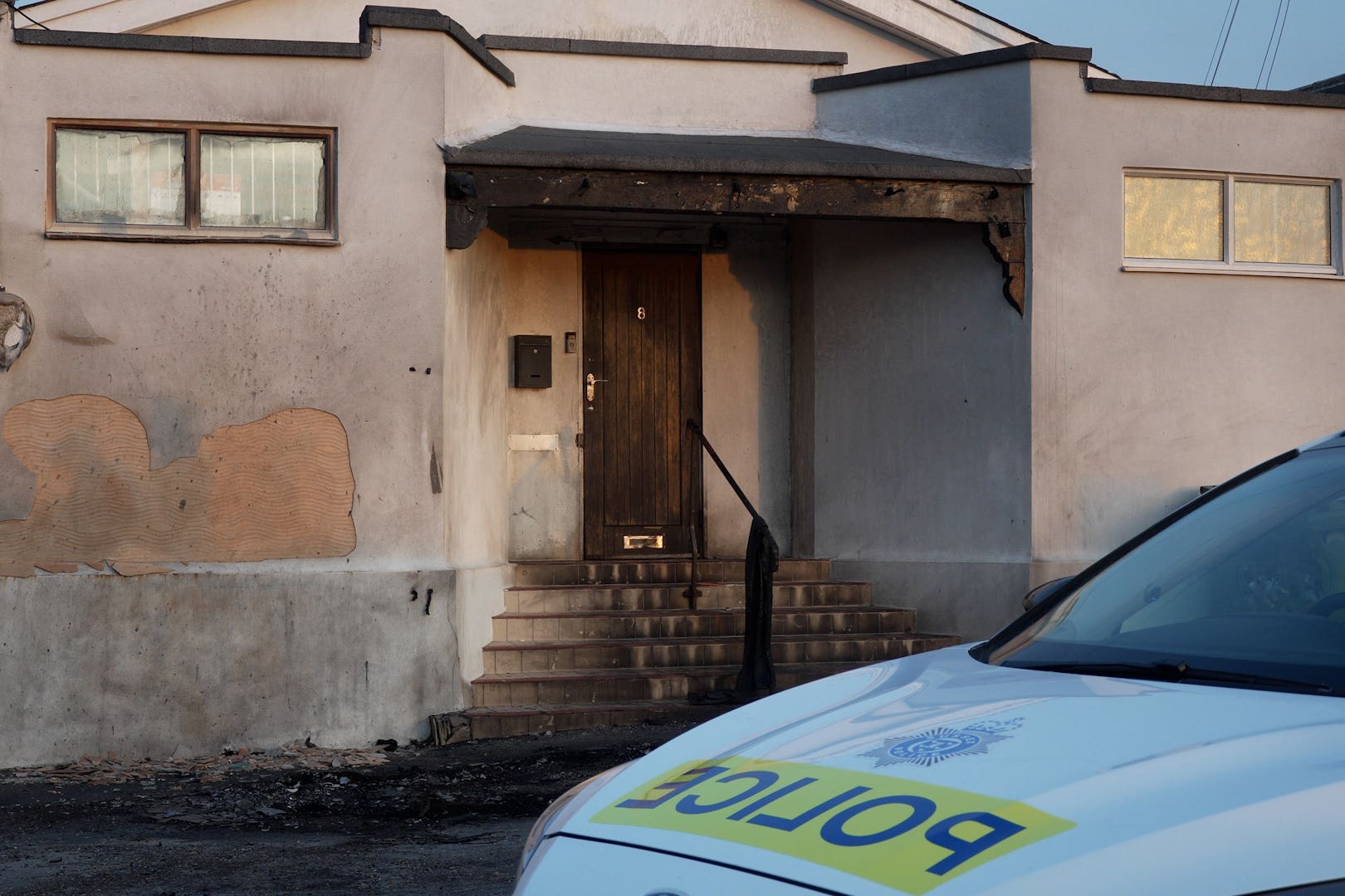 Damage outside the front entrance of the mosque (Jamie Lashmar/PA)