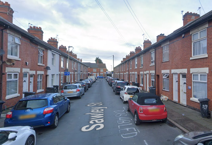 Sawley Street in Leicester, where the man was found dead in a property in the early hours of Sunday morning