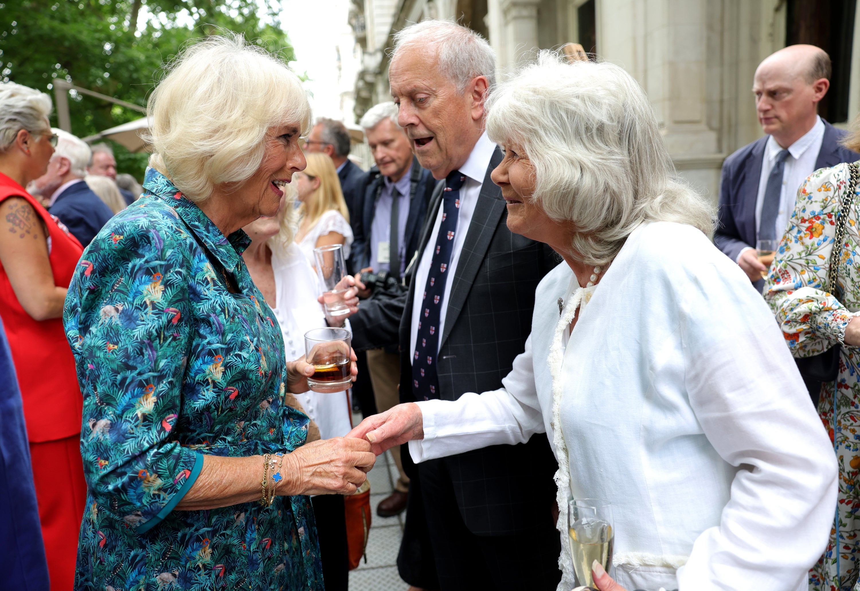 Jilly Cooper with then Duchess of Cornwall during The Oldie Luncheon in 2022