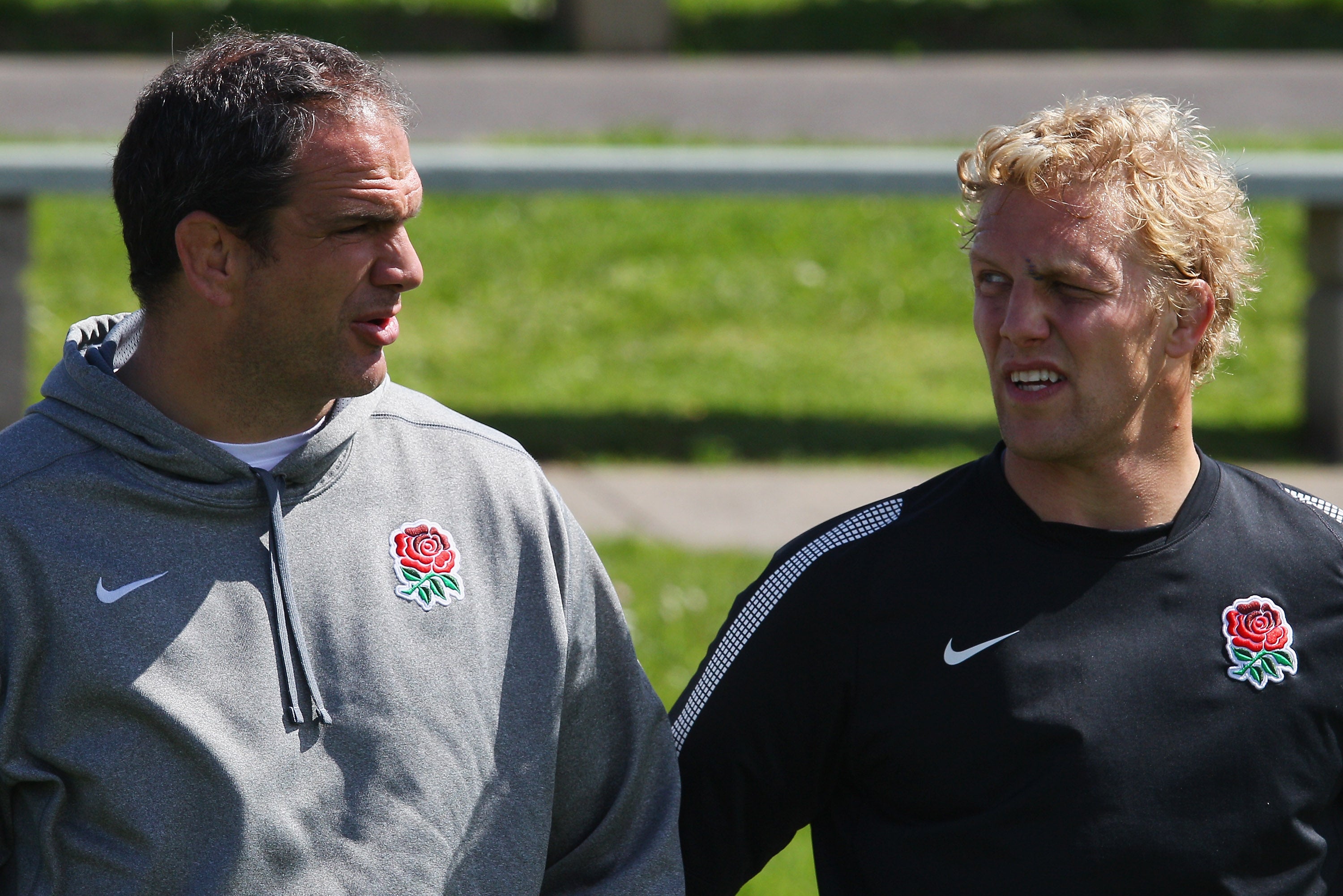 Martin Johnson (left) still appointed Moody as England captain during his coaching tenure despite their training ground scuffle as players