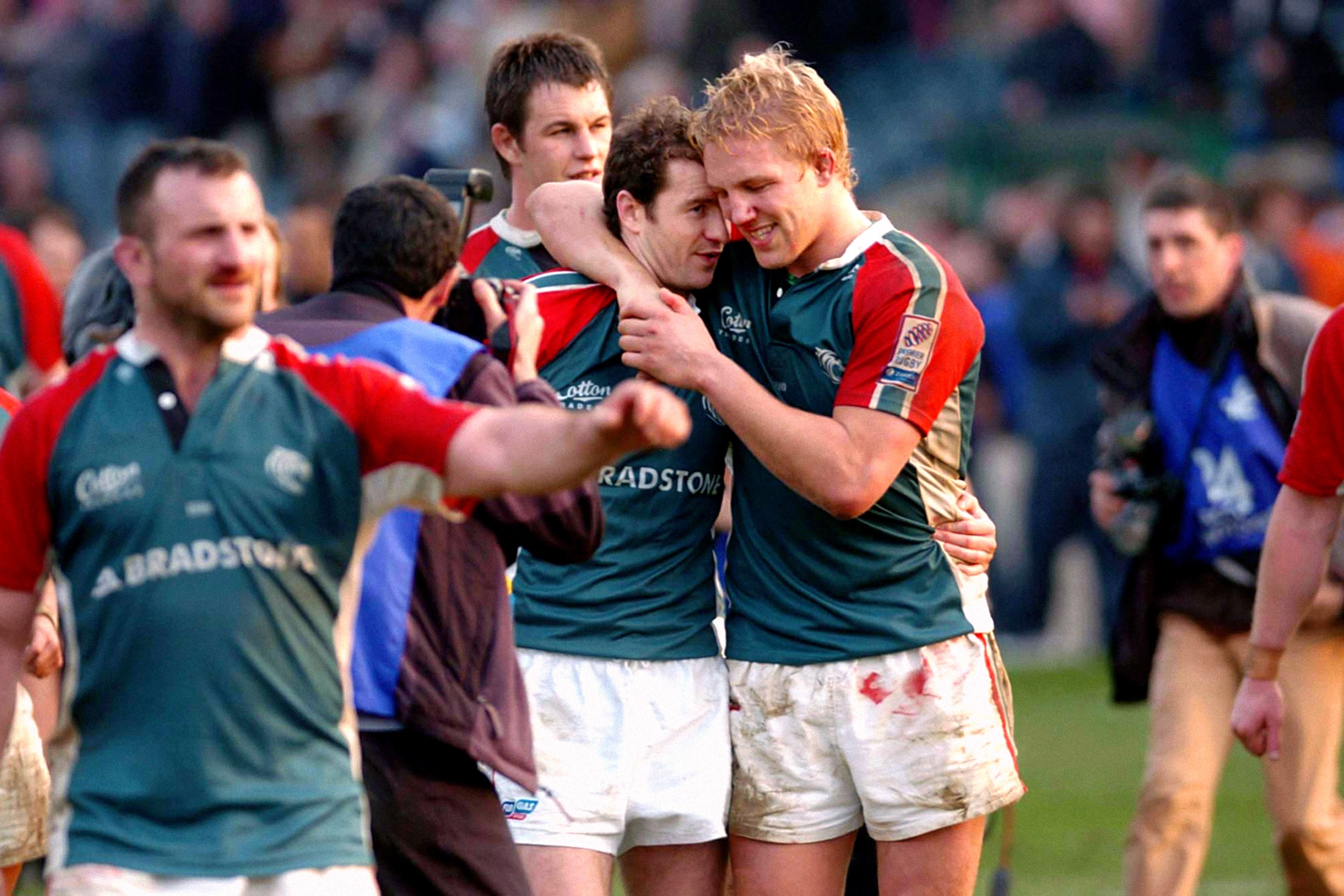 Leicester’s Geordan Murphy and Lewis Moody (right) together in their playing days (Haydn West/PA)