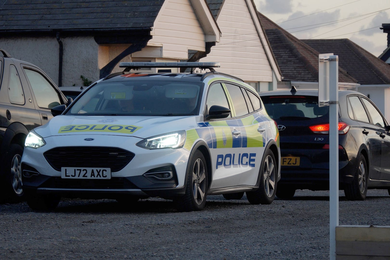 Police near the mosque in Peacehaven, which was the site of a suspected arson attack (Jamie Lashmar/PA)