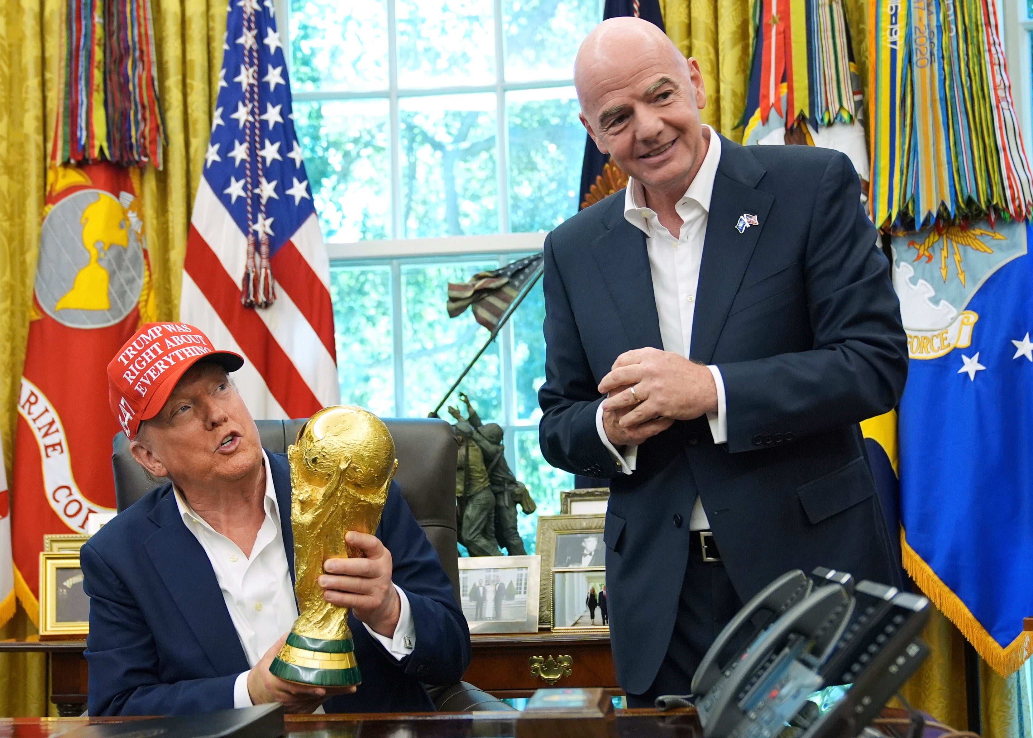 <p>There are strengthening links between Trump and football “counterpart” Gianni Infantino</p>