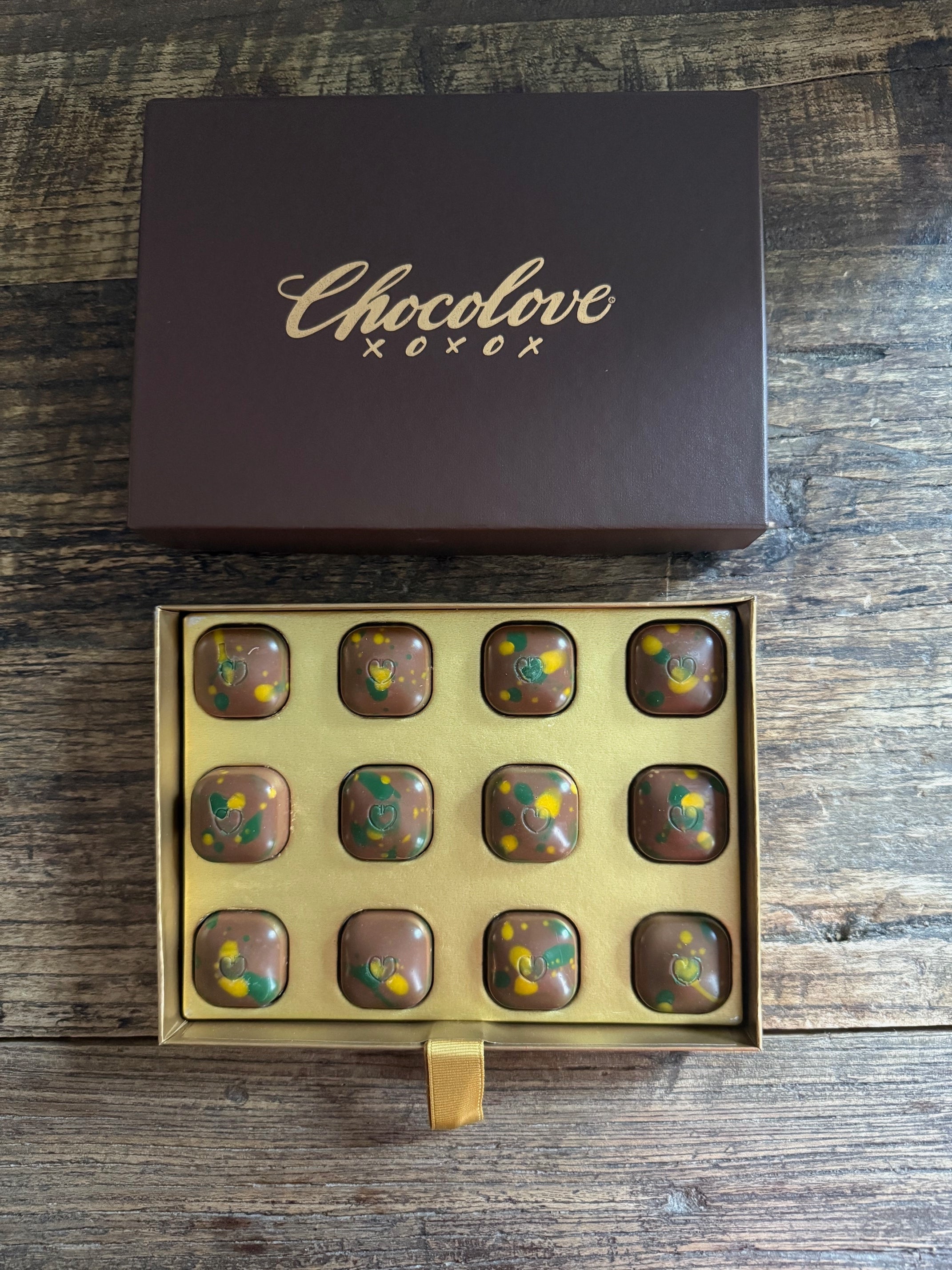 Pieces of Dubai chocolate by Chocolove are displayed in New York. (Katie Workman via AP)