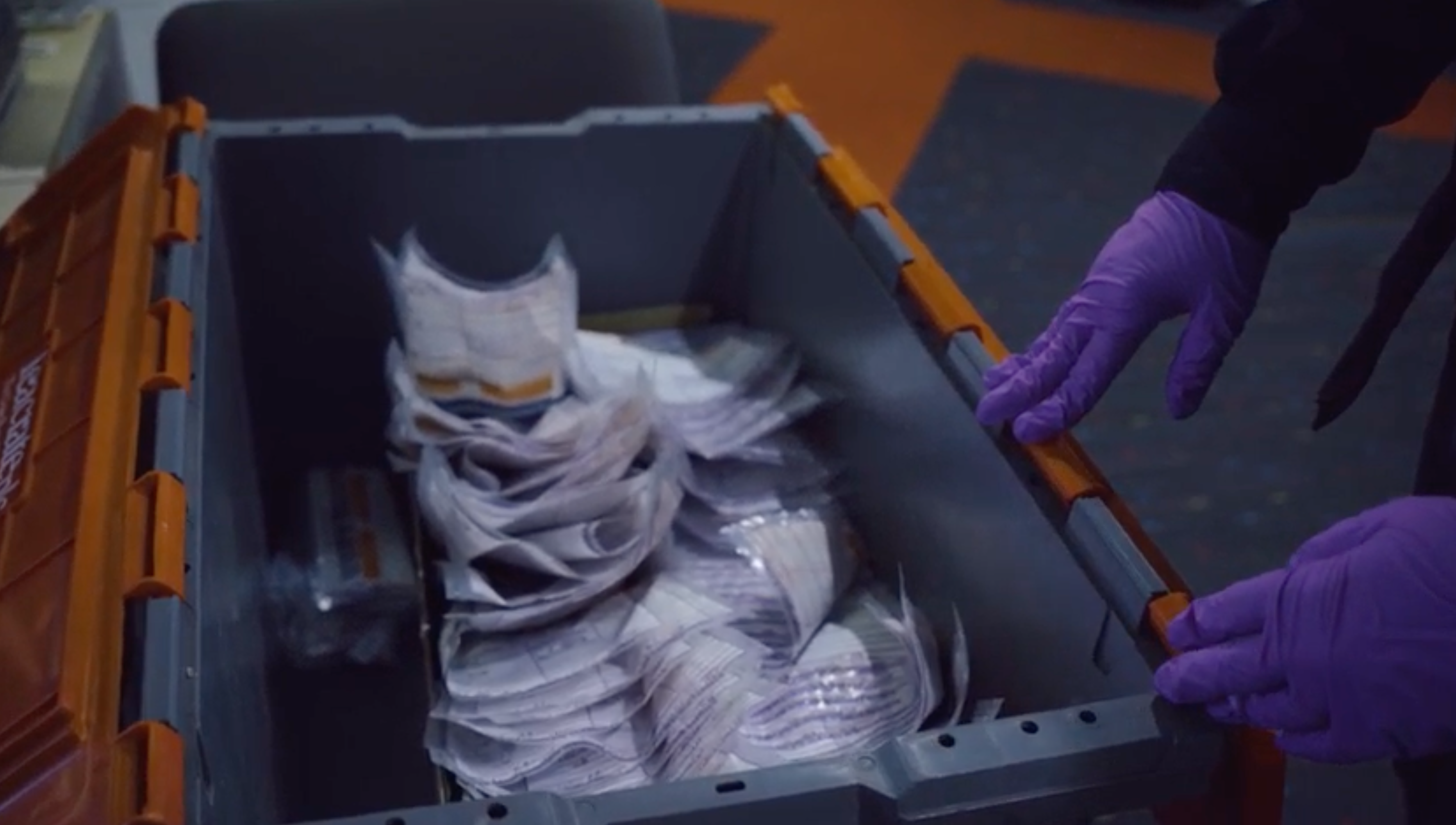 A box containing hundreds of stolen phone seized by Met Police