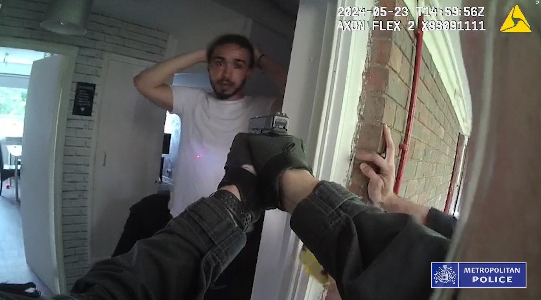 Bodyworn footage of a suspect being arrested in the operation