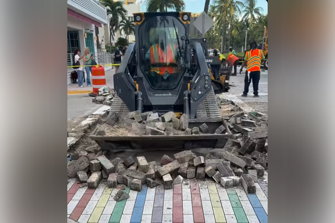 Crews removed a rainbow crosswalk in Miami Beach, Florida, on Sunday
