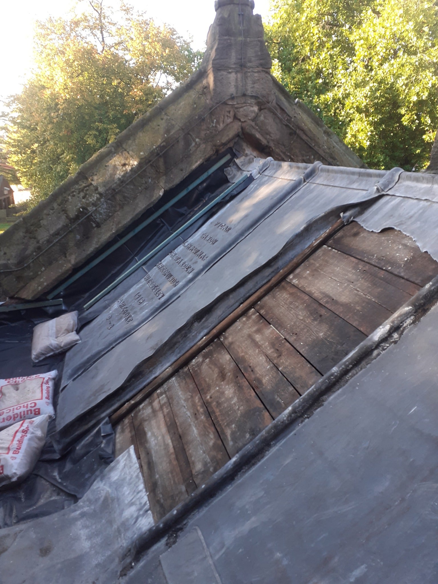 Lead was stripped from a roof panel on the church