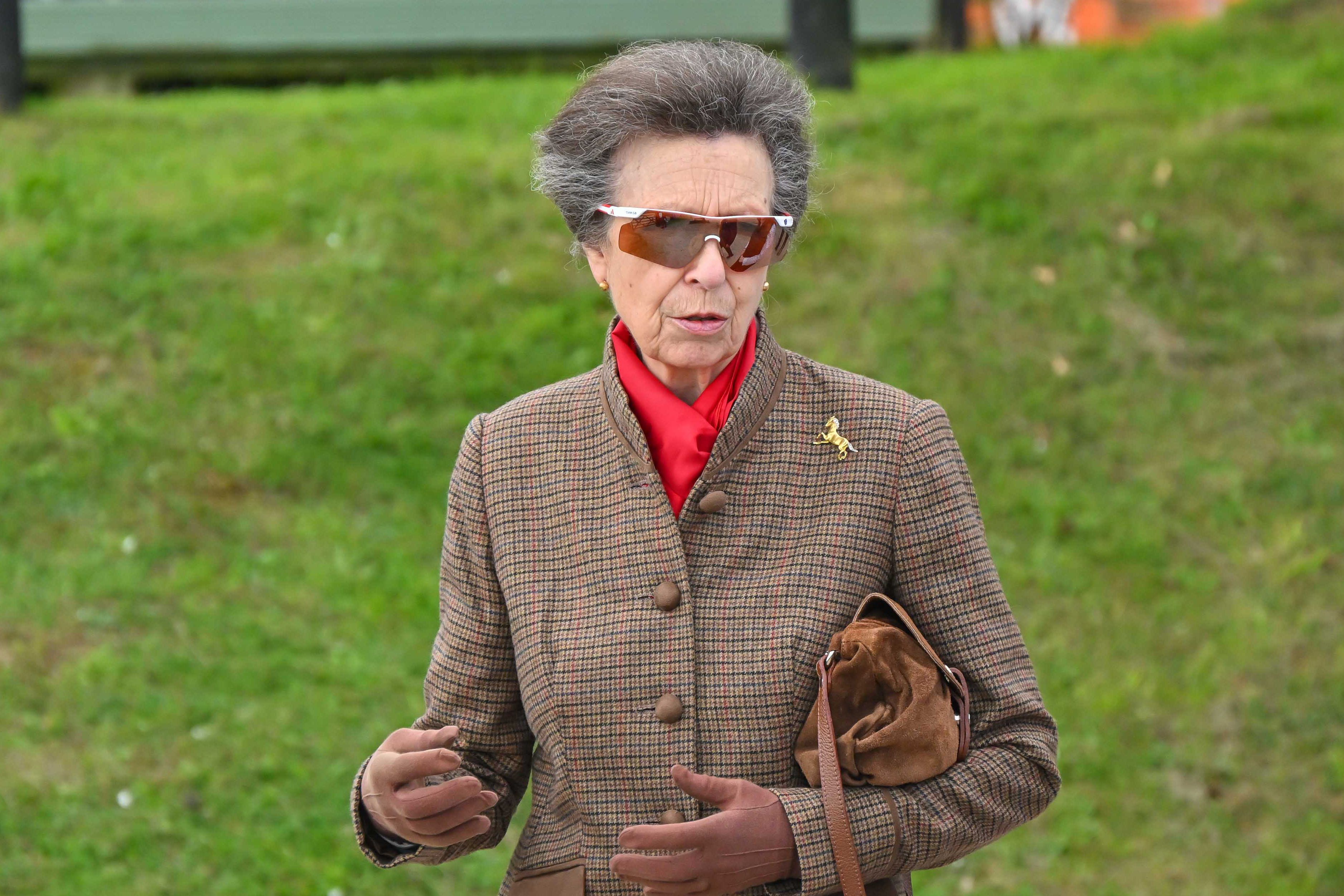 The Princess Royal, vice-patron of the British Horse Society, during a tour of the Bovington Equestrian Centre, where she observed demonstrations from the Approved Centre’s participants and volunteers (Graham Hunt/Dorset Echo/PA)