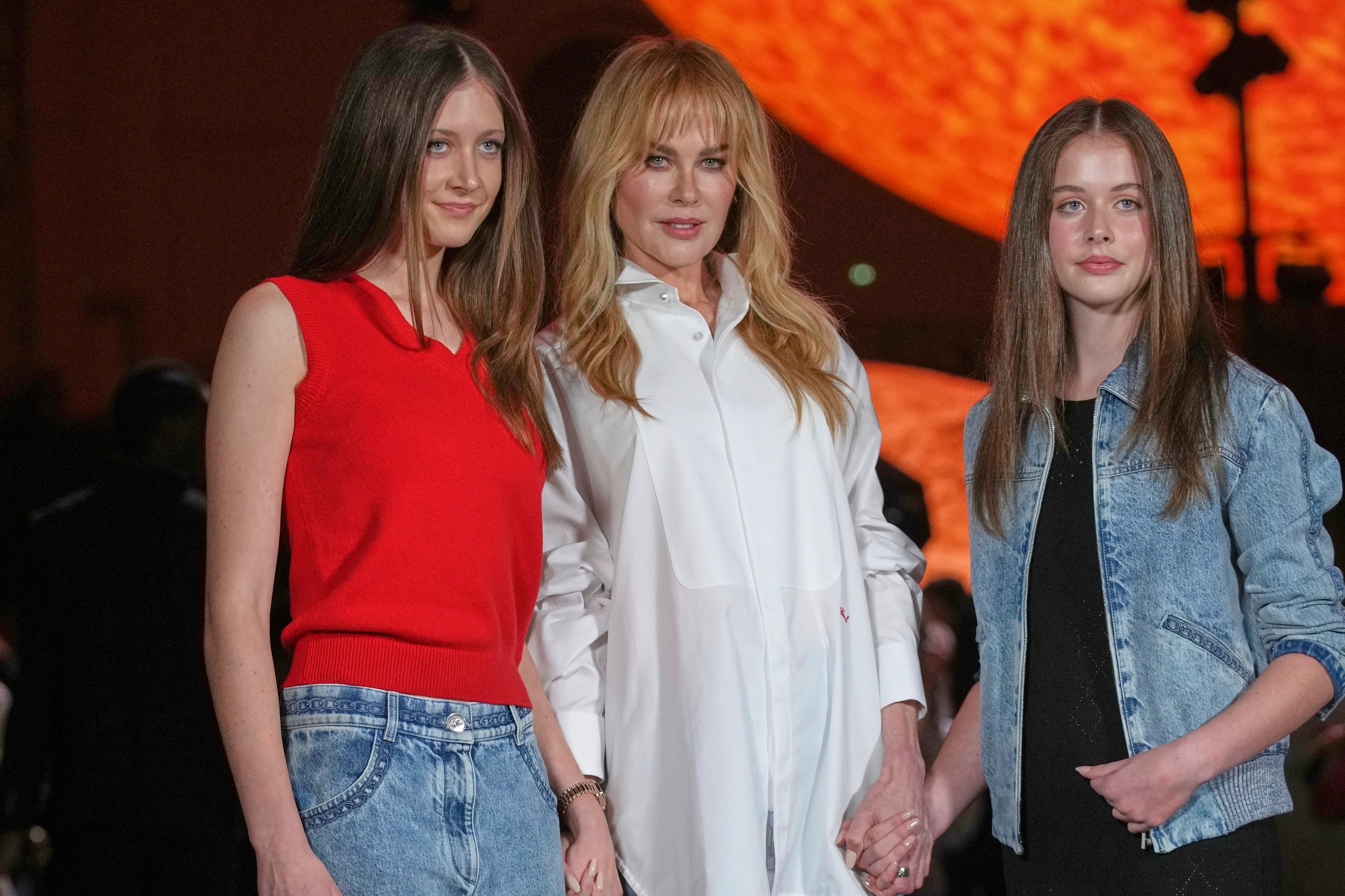 Sunday Rose Kidman Urban, Nicole Kidman and Faith Margaret Kidman Urban (Christophe Ena/AP)