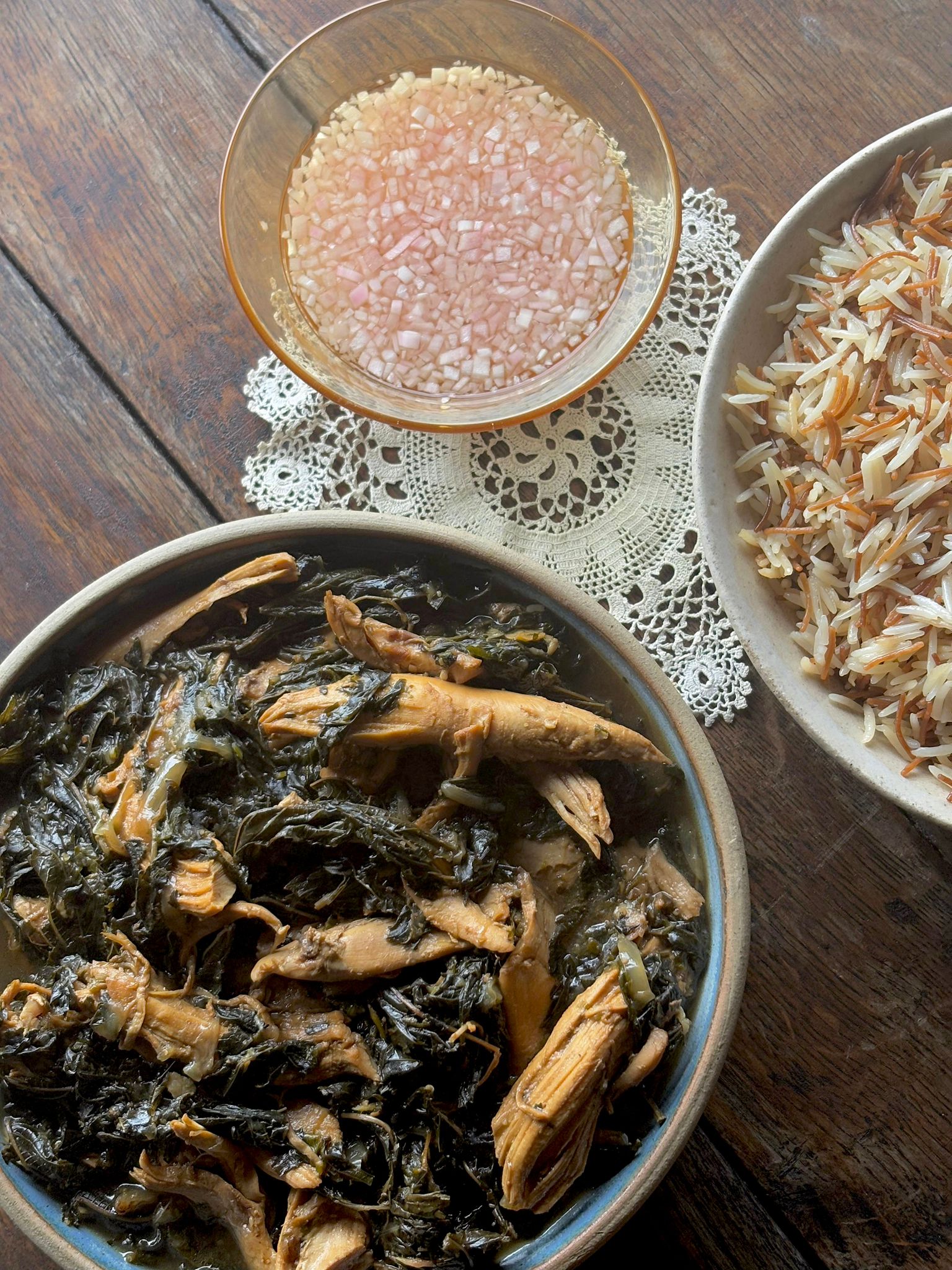 Silky jute leaf stew and golden vermicelli rice – the quiet heroes of the Lebanese table, humble yet deeply comforting