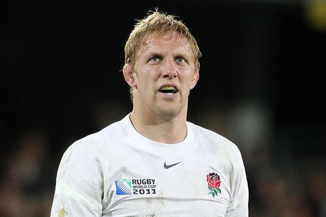 <p>Lewis Moody, pictured in action for England in 2011, is the latest of several rugby players diagnosed with motor neurone disease</p>